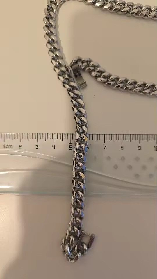 Jewelry 8 mm Width + 60 cm Stainless Steel Cuban Chain Necklace Size ONE SIZE - 3 Thumbnail