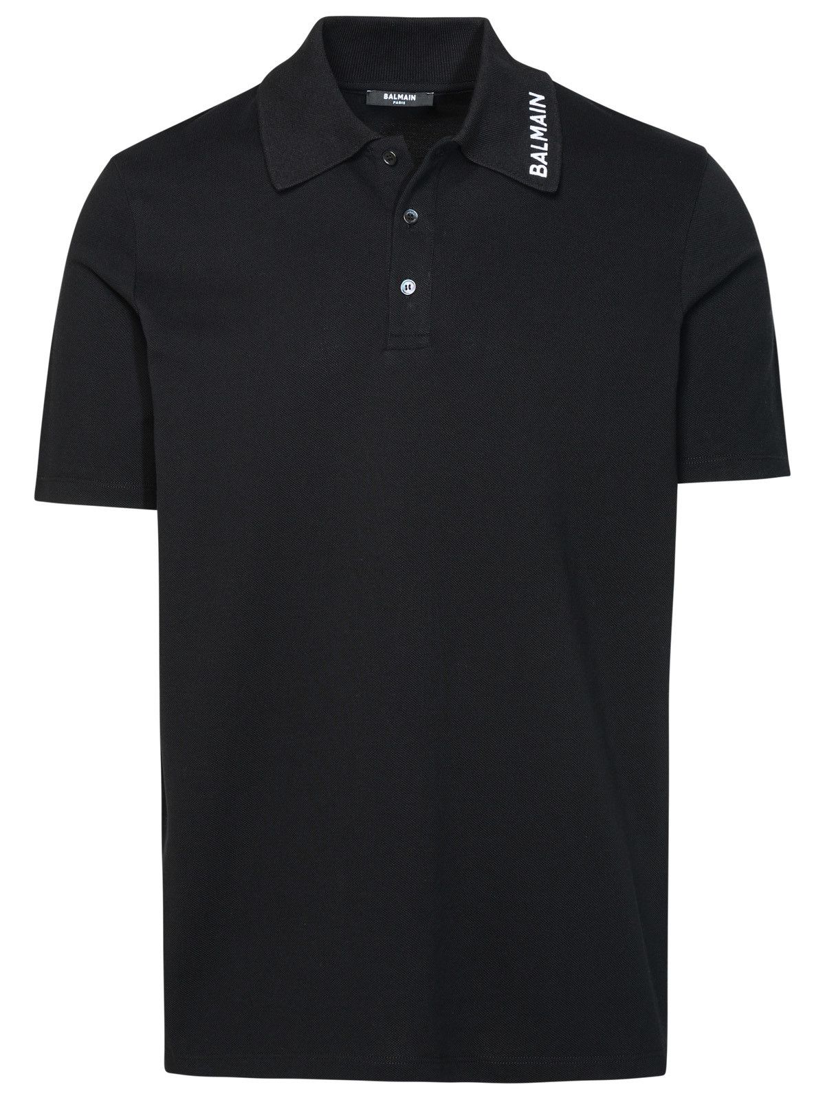 image of Balmain Black Cotton Polo Shirt, Men's (Size Medium)