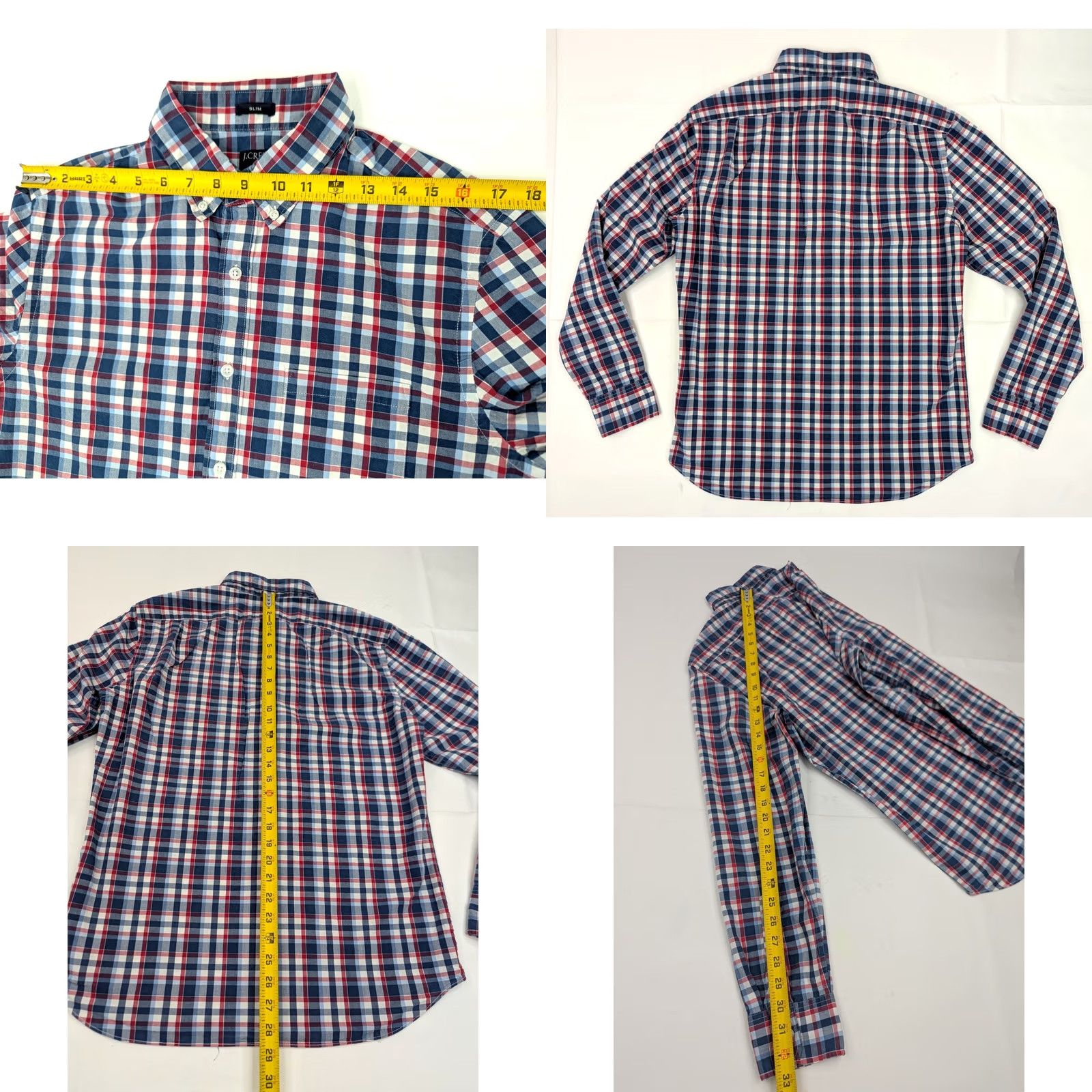 J.Crew J.CREW Shirt Mens M Blue Red Check Slim Untucked Button Down Preppy Flex Washed Size US M / EU 48-50 / 2 - 8 Thumbnail