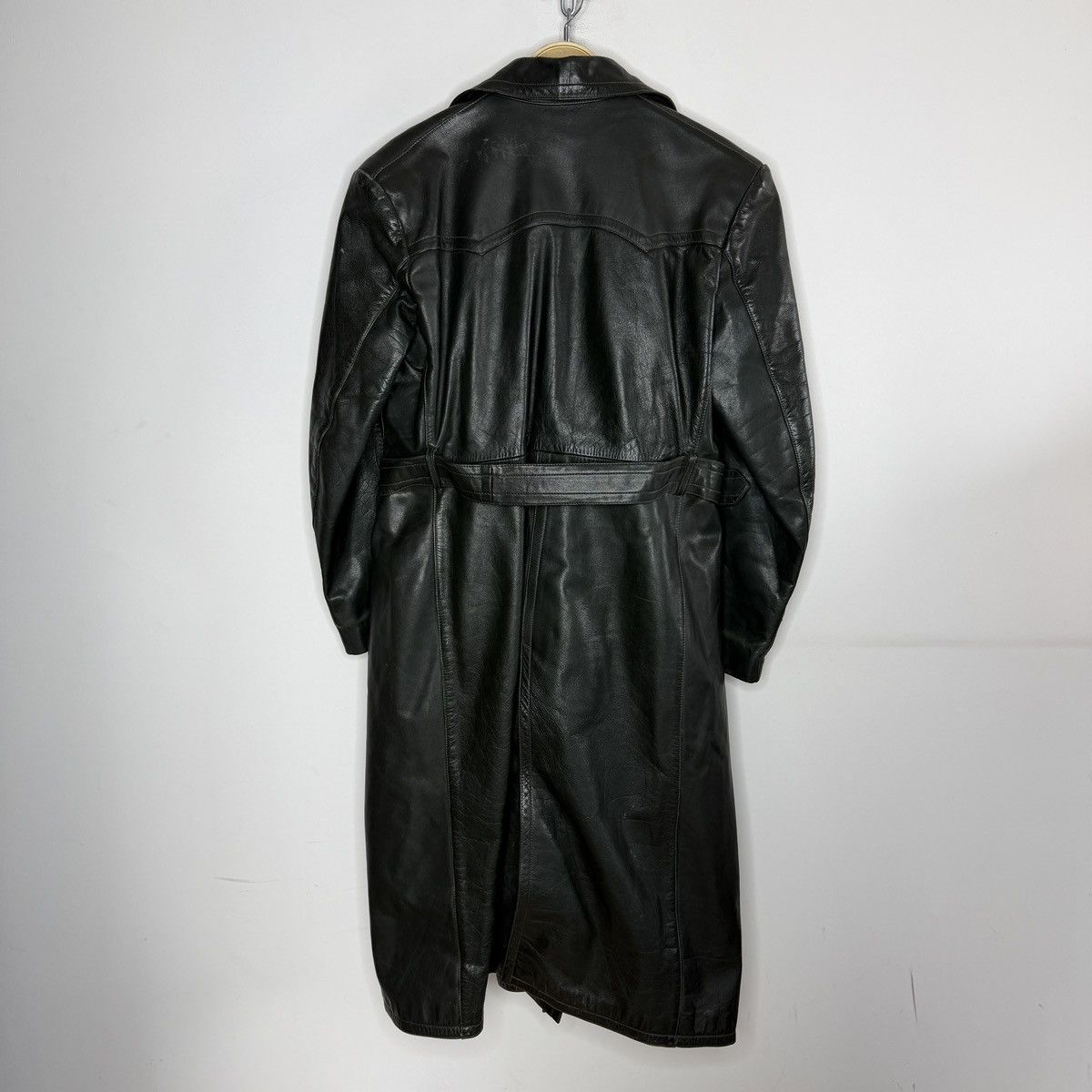 Genuine Leather Vintage 1980s very rare heavy belted leather coat 80s Size US M / EU 48-50 / 2 - 7 Thumbnail