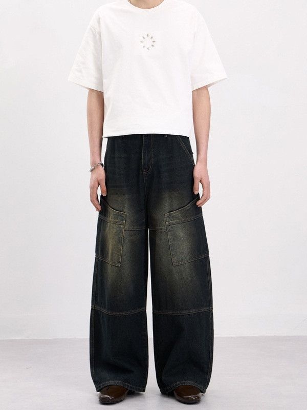 Vintage American-Style Washed & Distressed Patchwork Cargo Pants Size US 32 / EU 48 - 1 Thumbnail