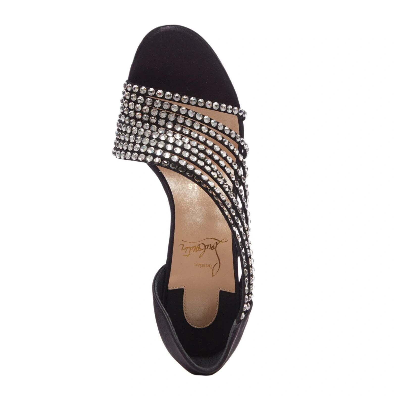 Christian Louboutin Norina Strass 100 Black Crystal Strap Sandal Heel Pump 36.5 Size US 6.5 / IT 36.5 - 8 Thumbnail