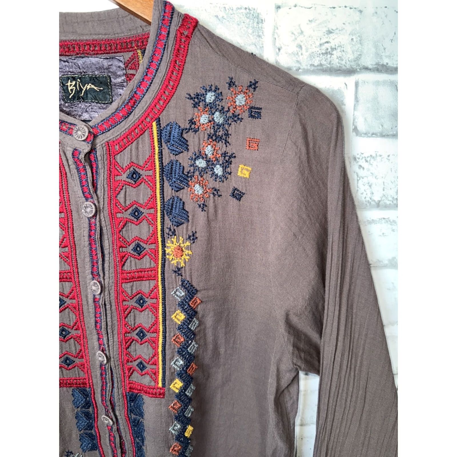 Johnny Was Johnny Was BIYA Embroidered Tunic Shirt Womens S Multicolor Cotton Size S / US 4 / IT 40 - 3 Thumbnail
