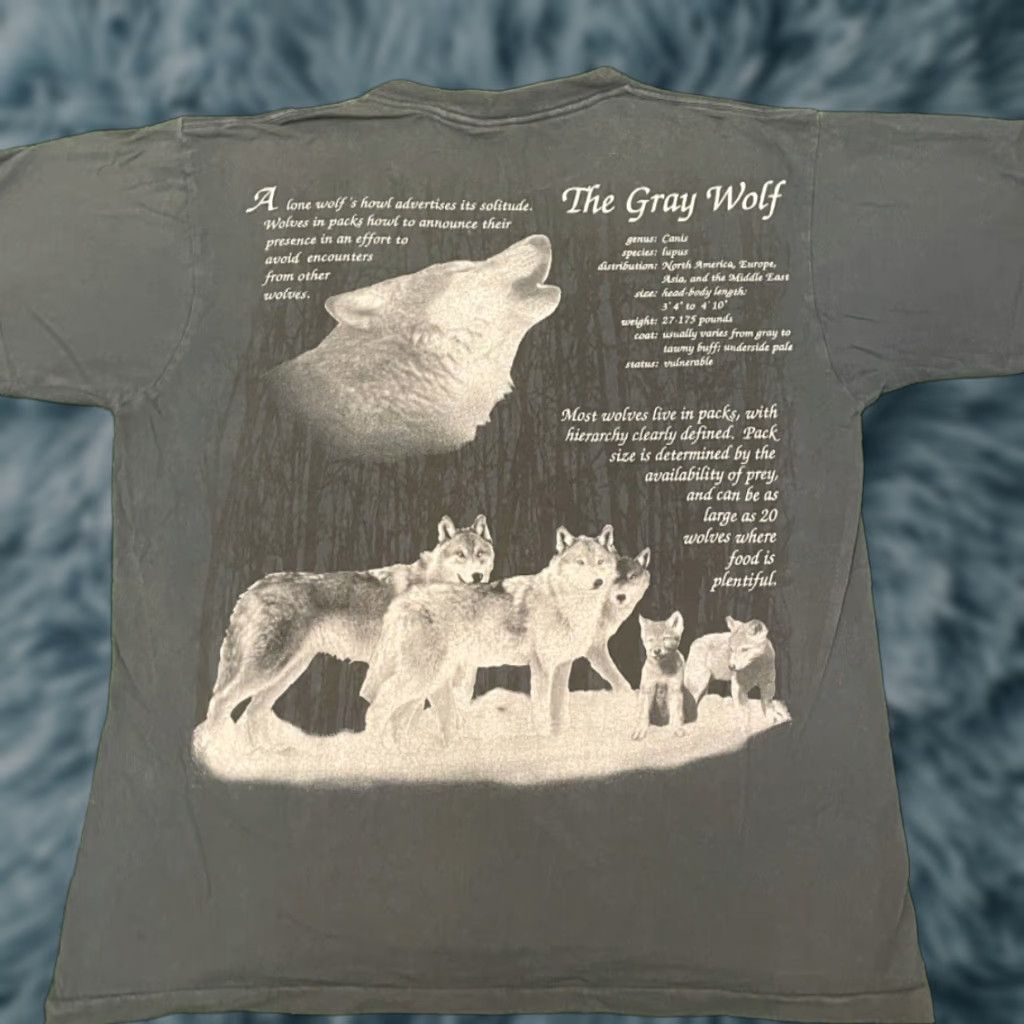 Vintage VINTAGE 90s Gray Wolf Nature Animal Double-Sided VTG Shirt Mens Size L USA Shirt Mens 90s Wolf Nature Double-Sided Size US L / EU 52-54 / 3 - 1 Thumbnail