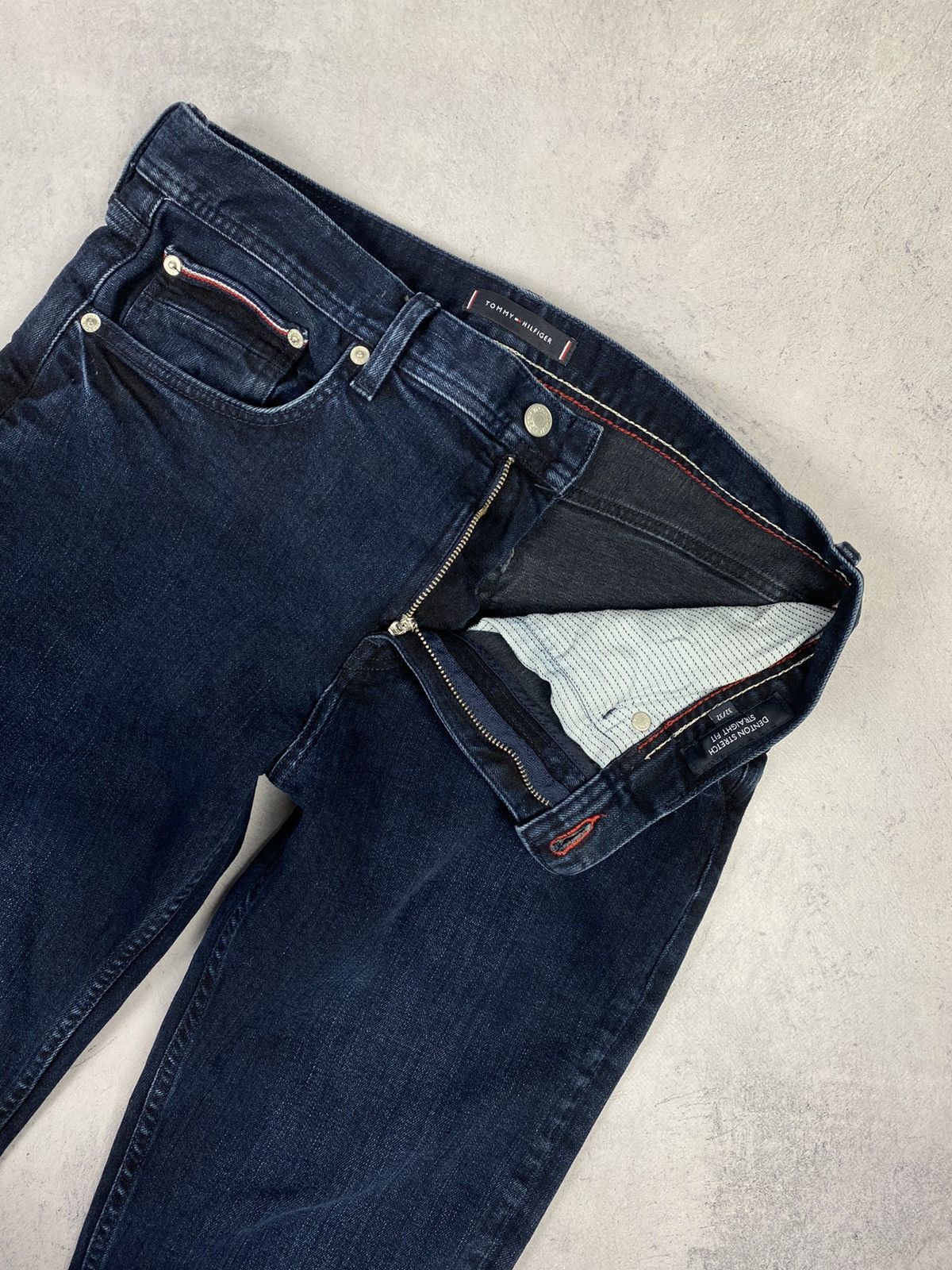 Designer × Tommy Hilfiger Tommy Hilfiger Denton Stretch Straight Fit Dark Blue Jeans Size US 32 / EU 48 - 9 Thumbnail