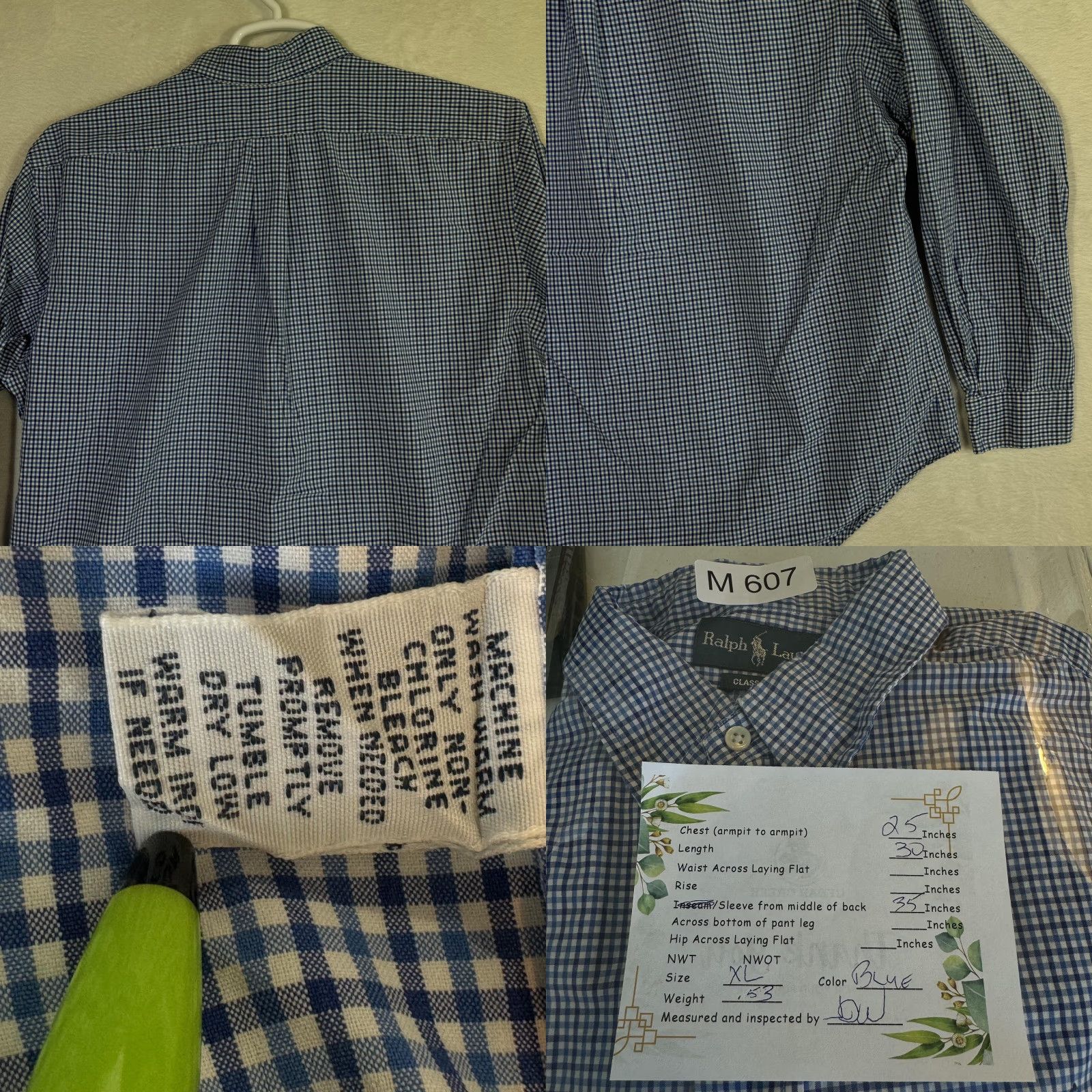 Ralph Lauren Ralph Lauren Shirt Mens XL Blue Checked Classic Fit Button-Down Long Sleeve Size US XL / EU 56 / 4 - 9 Thumbnail