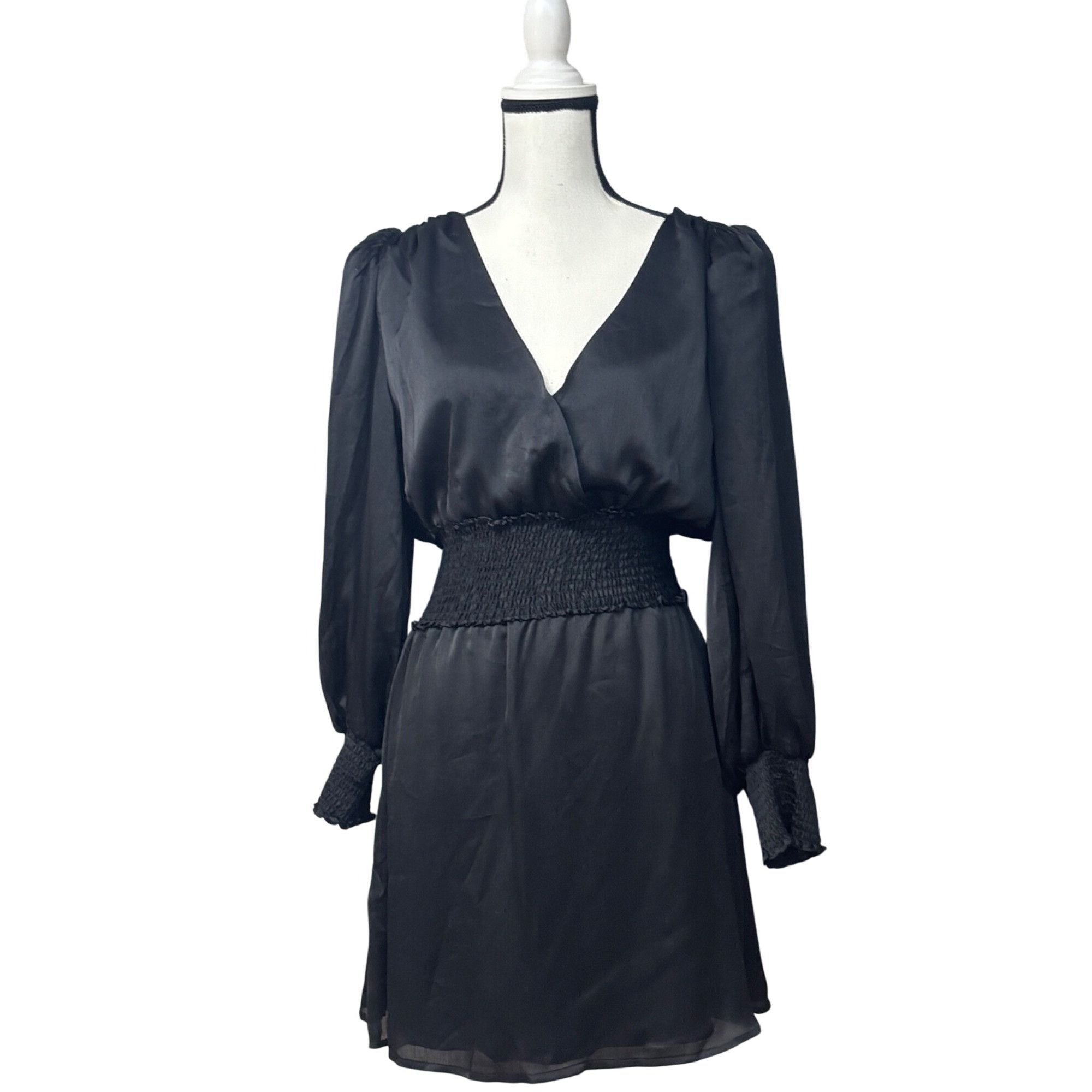 Other LEYDEN Womens Black SatinSmocked Cowl-Back Dress, Black, M Size M / US 6-8 / IT 42-44 - 1 Thumbnail