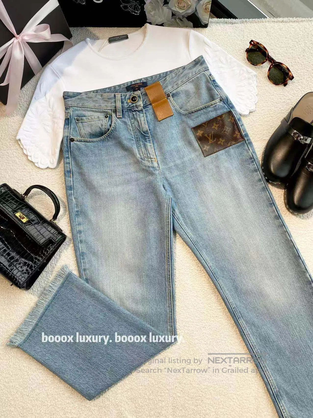 Louis Vuitton Louis Vuitton Presbyopia leather brand logo washed denim t Size 24" / US 00 / IT 34 - 1 Thumbnail