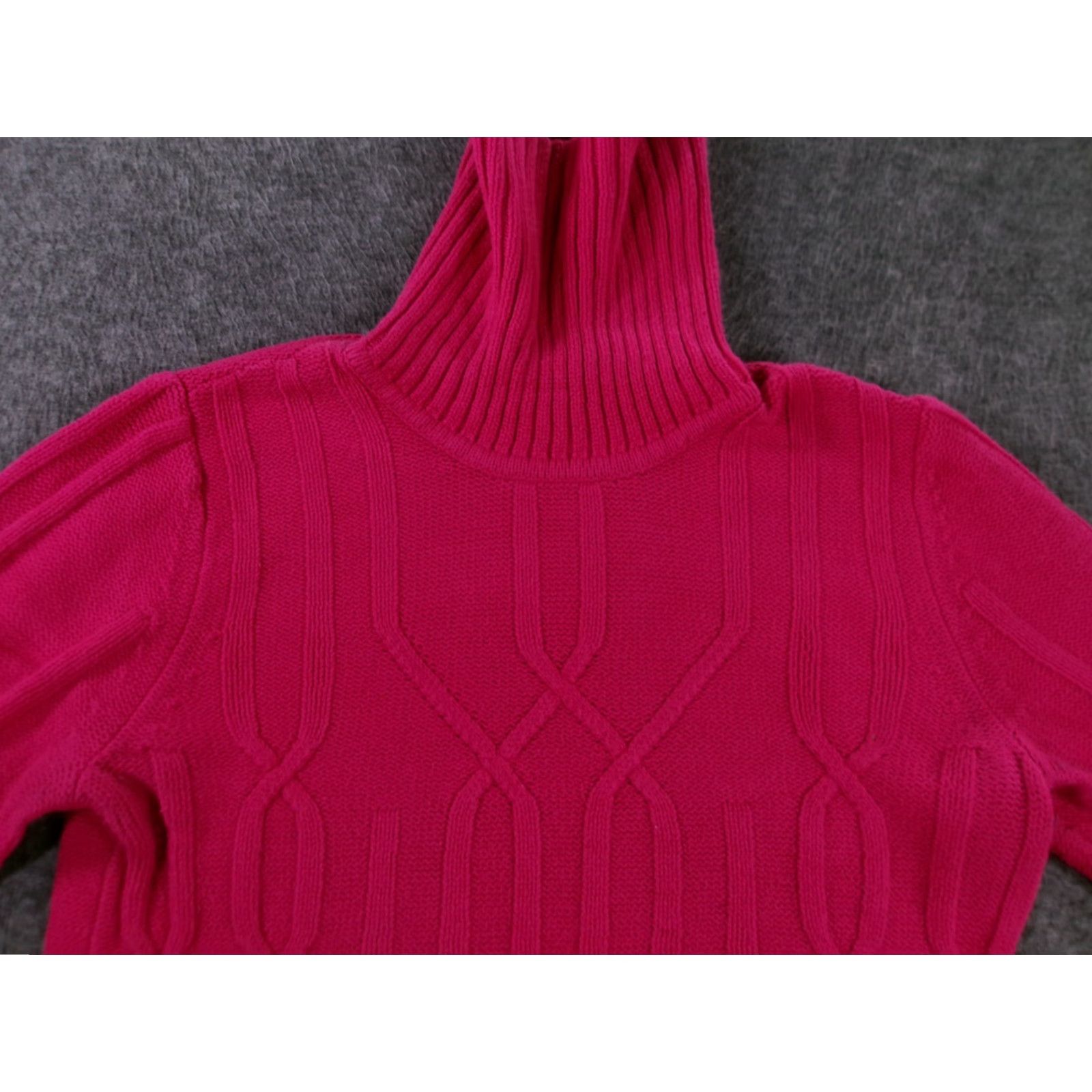 Vintage HANNAH Pink Cable Knit Sweater Women Medium Turtleneck Cozy Preppy Y2K Size M / US 6-8 / IT 42-44 - 2 Thumbnail