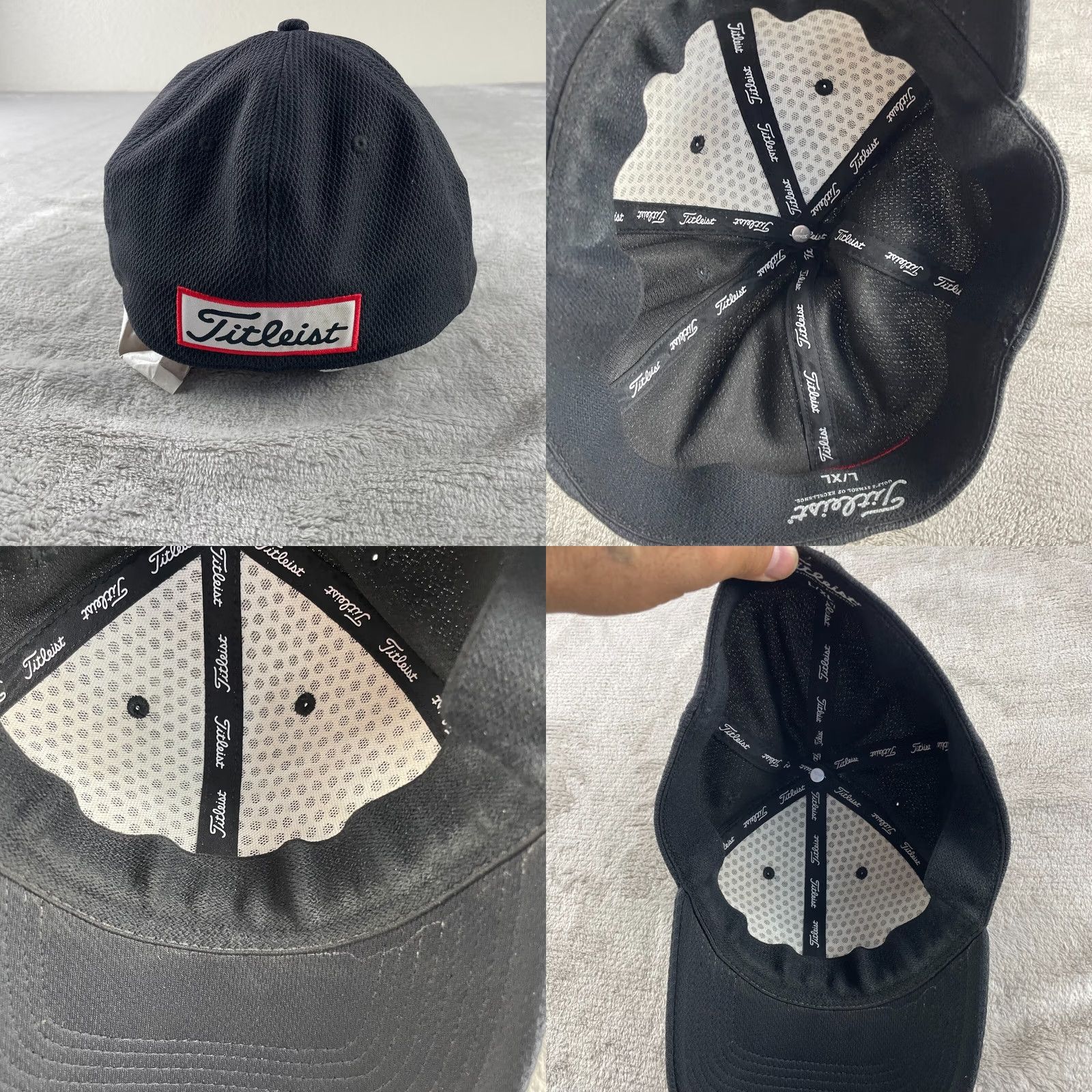 Titleist Titleist Hat Cap L/XL Fitted Pro V1 FJ FootJoy Golf Golfing Tour Performance Mens XL Black Adjustable Stretch Cap Size ONE SIZE - 8 Thumbnail