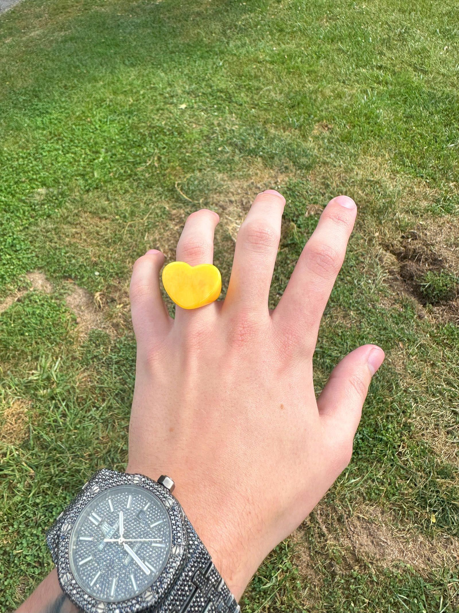 Jewelry Large Yellow Heart Ring Size ONE SIZE - 2 Thumbnail
