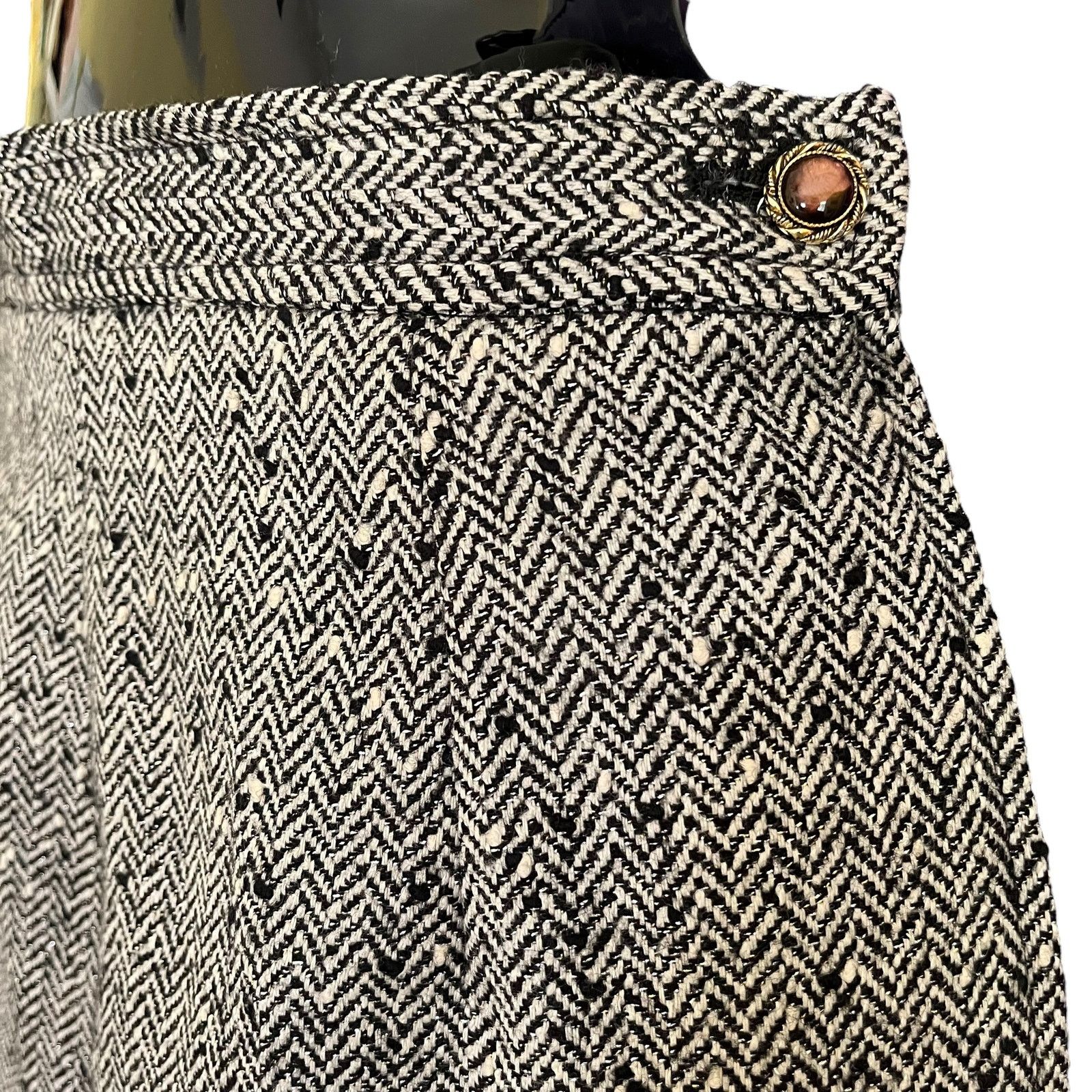 Emanuel Ungaro × Vintage Emanuel Ungaro Solo Donna Metallic Tweed Wool Pencil Skirt Size 28" / US 6 / IT 42 - 6 Thumbnail
