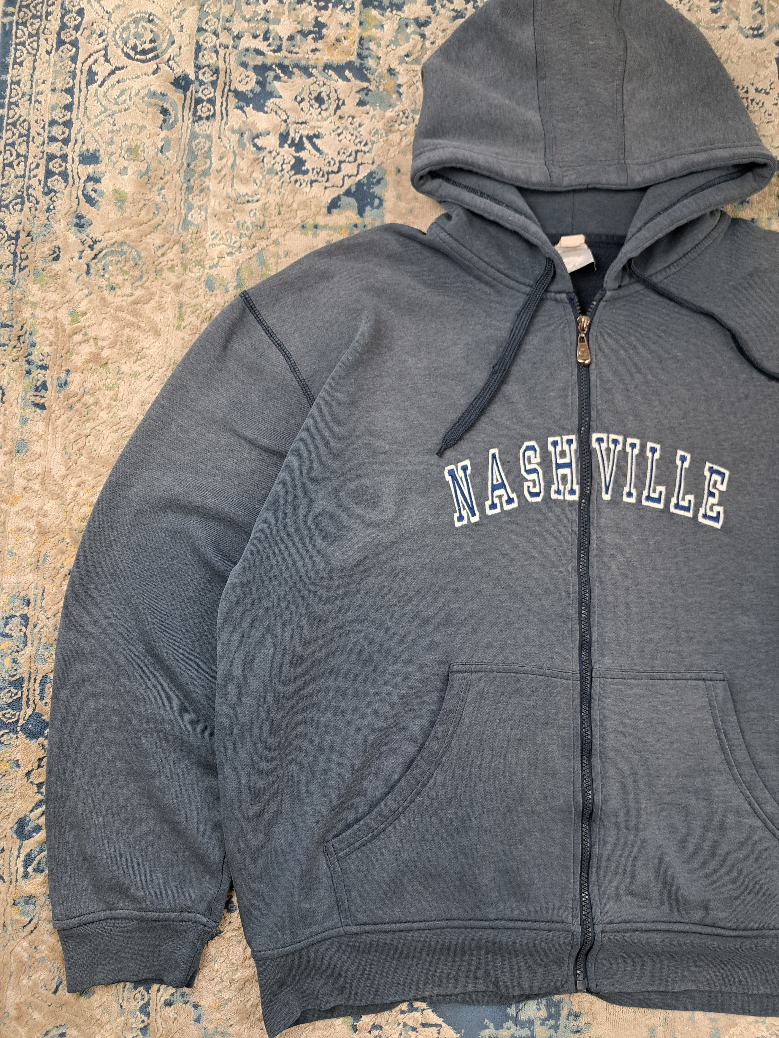 Vintage Worn To Perfection Faded Nashville Boxy Zip Up Hoodie Size US XL / EU 56 / 4 - 4 Thumbnail