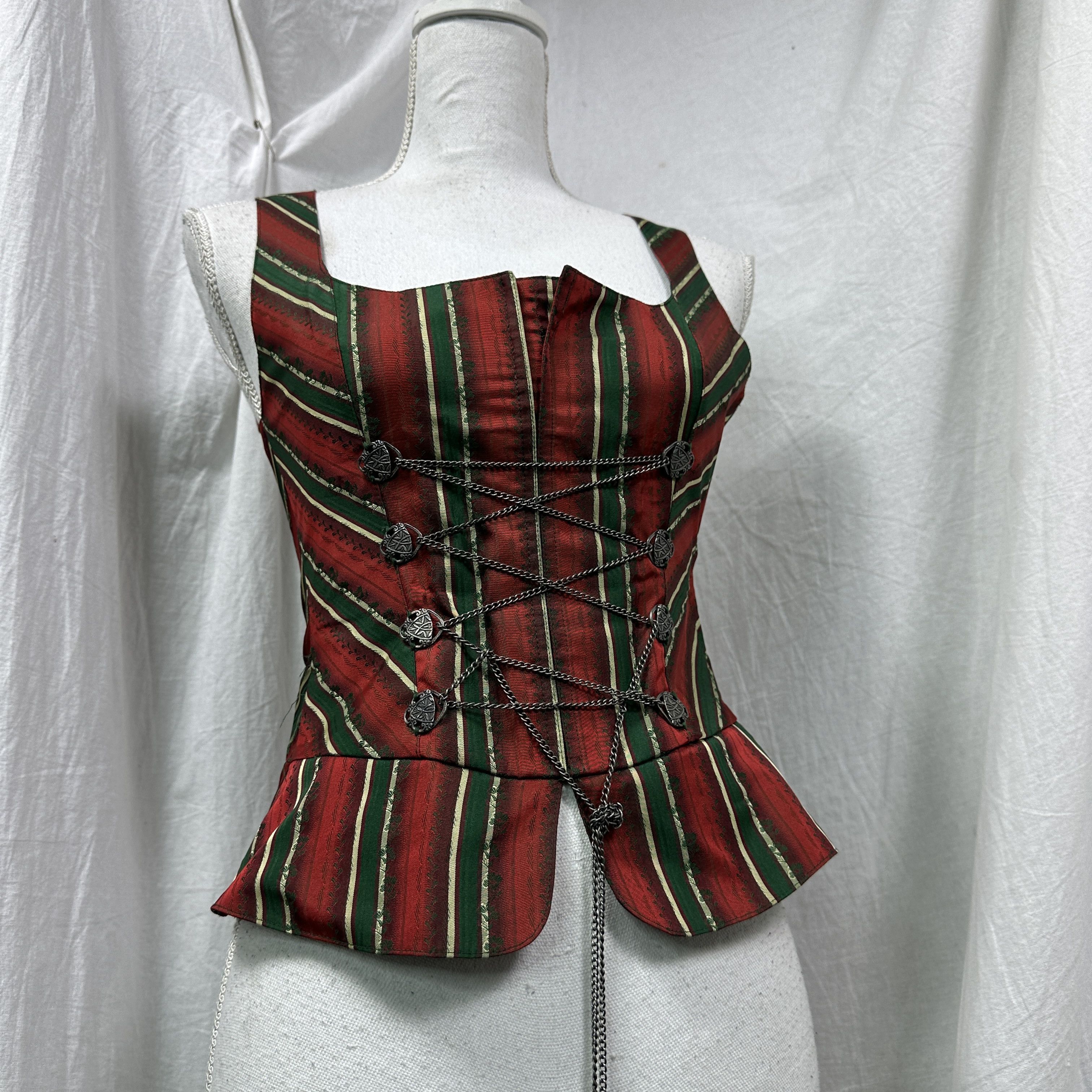 Vintage Vintage Grunge Silk Striped Chained Corset Top Y2K Size S / US 4 / IT 40 - 5 Thumbnail