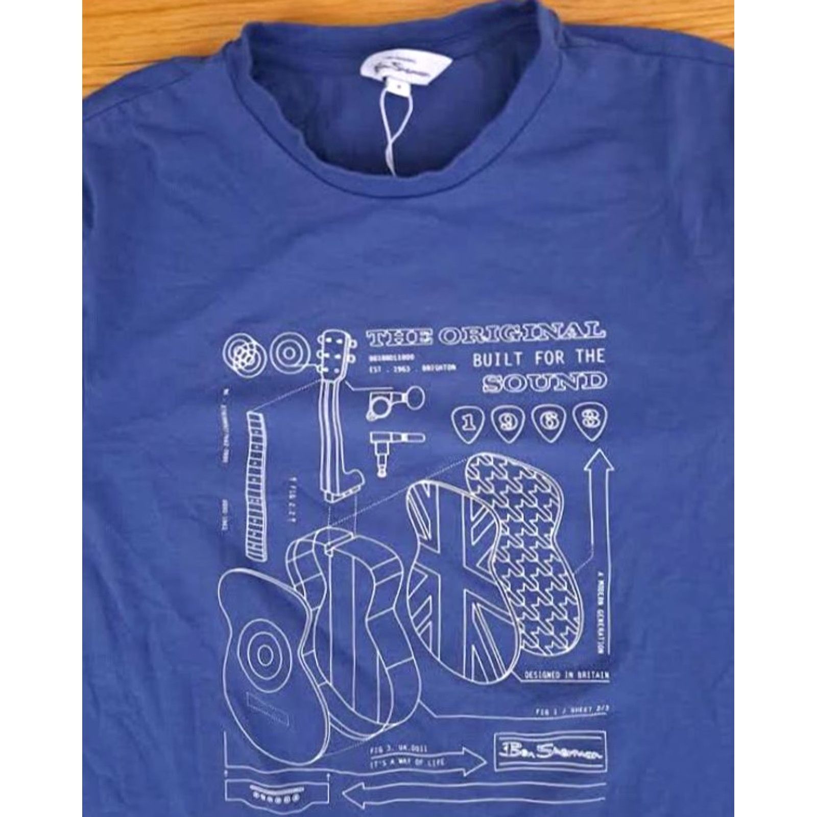 Ben Sherman Ben Sherman T-Shirt Medium Blue Exploding Guitar Iggy Rock Classic Music Men Mens Size US M / EU 48-50 / 2 - 3 Thumbnail