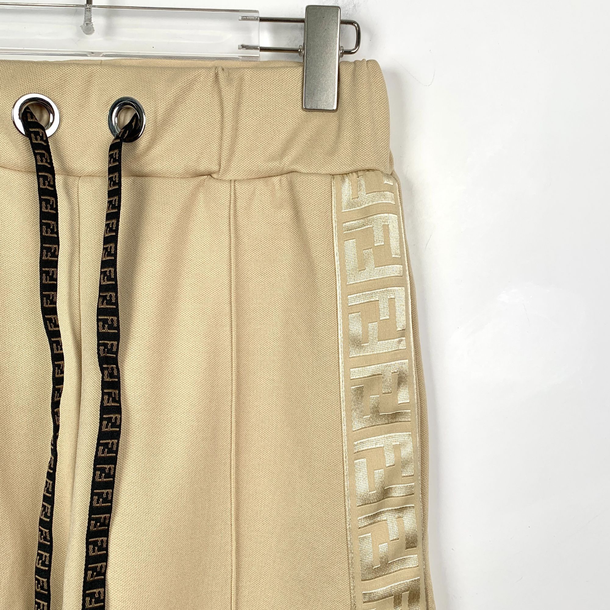 Fendi Fendi Beige Drawstring Straight-Leg Trousers W/ Logo Trim Si Size 36" / US 14 / IT 50 - 6 Thumbnail