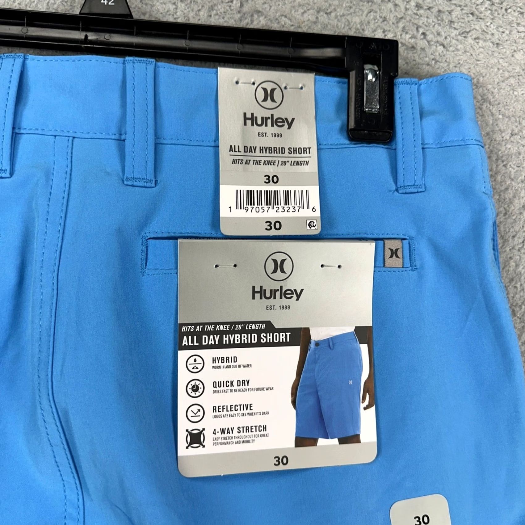 Hurley Hurley Mens All Day Hybrid Shorts 30 Blue Stretch Flat Front Pockets Logo NEW Size US 30 / EU 46 - 5 Thumbnail