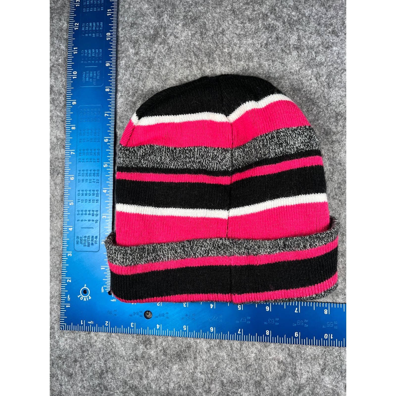 Pinko Beanie Toque Adult One Size Black Pink White Stripe Knit 100% Acrylic Snow Ski Size ONE SIZE - 3 Thumbnail
