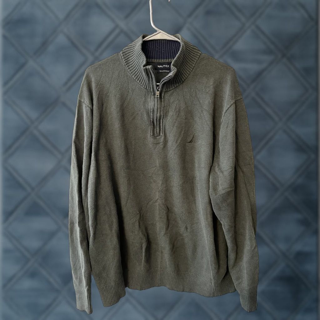 Nautica Nautica Sweater Pullover 2XL Gray Solid 1/4 Zip Mens Knit Style Long Sleeve Size US XXL / EU 58 / 5 - 1 Thumbnail