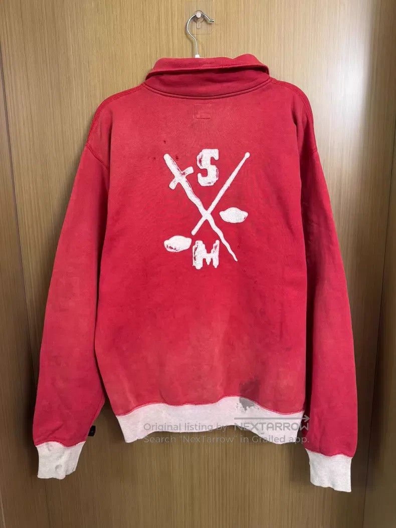 Saint Michael Saint Michael Red Worn Half Zip Hoodie Size US M / EU 48-50 / 2 - 2 Thumbnail