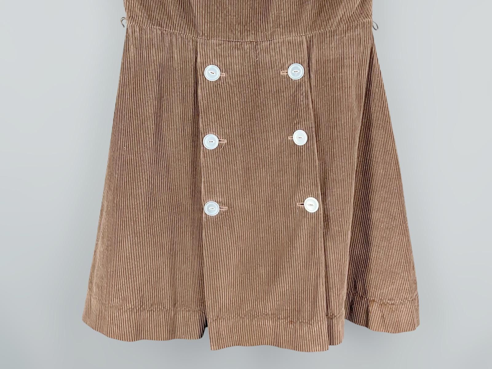 Designer 60s Brown Corduroy Dress with Button Detail Size M / US 6-8 / IT 42-44 - 4 Thumbnail