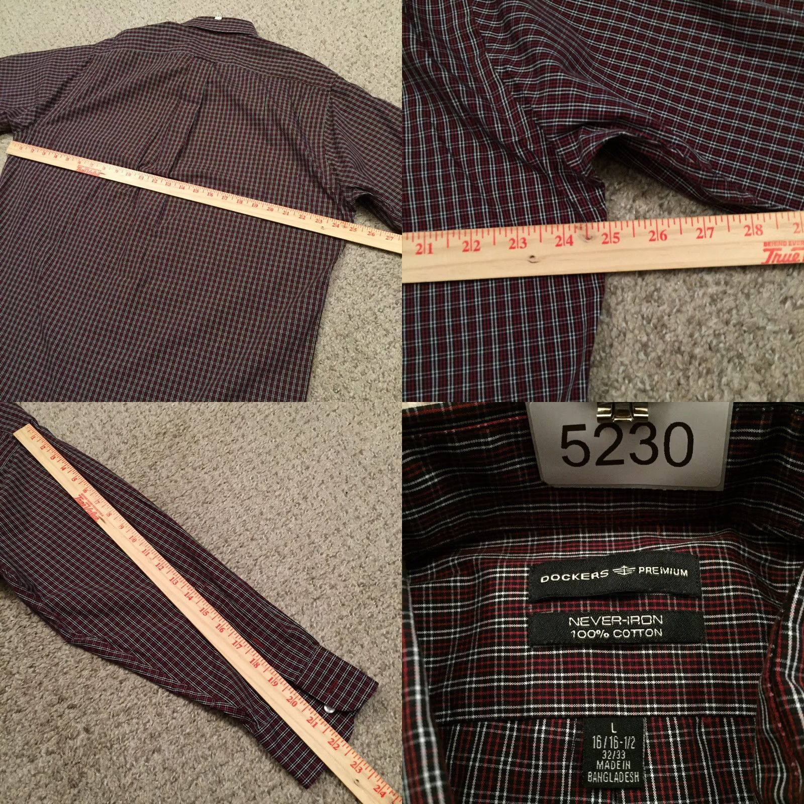 Dockers Dockers Shirt Mens Large Red Plaid Long Sleeve Button Up Never Iron Size US L / EU 52-54 / 3 - 8 Thumbnail