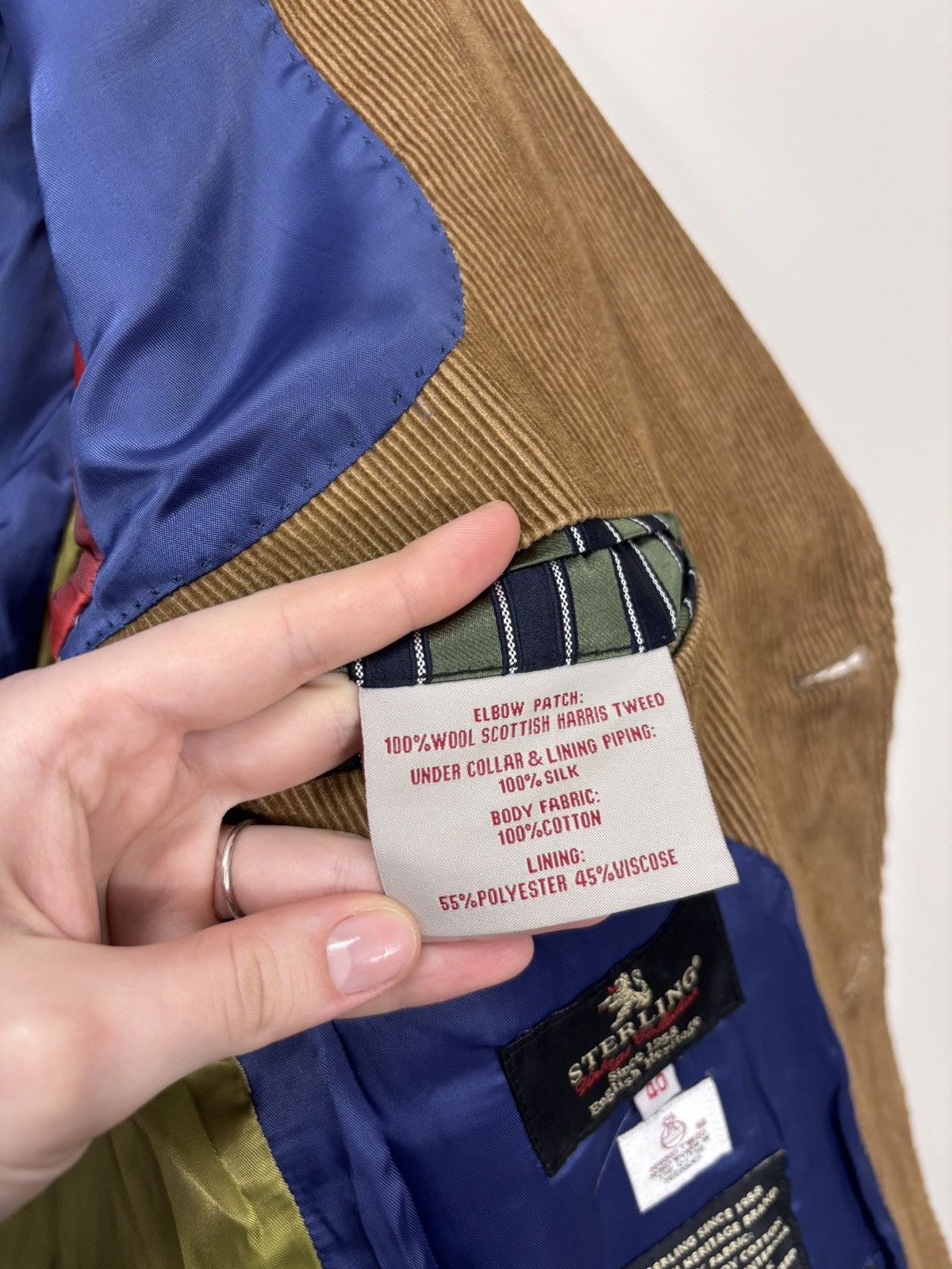 Harris Tweed Sterling 1958 Men’s Corduroy Blazer Jacket Sport Coat Size 40R - 19 Thumbnail