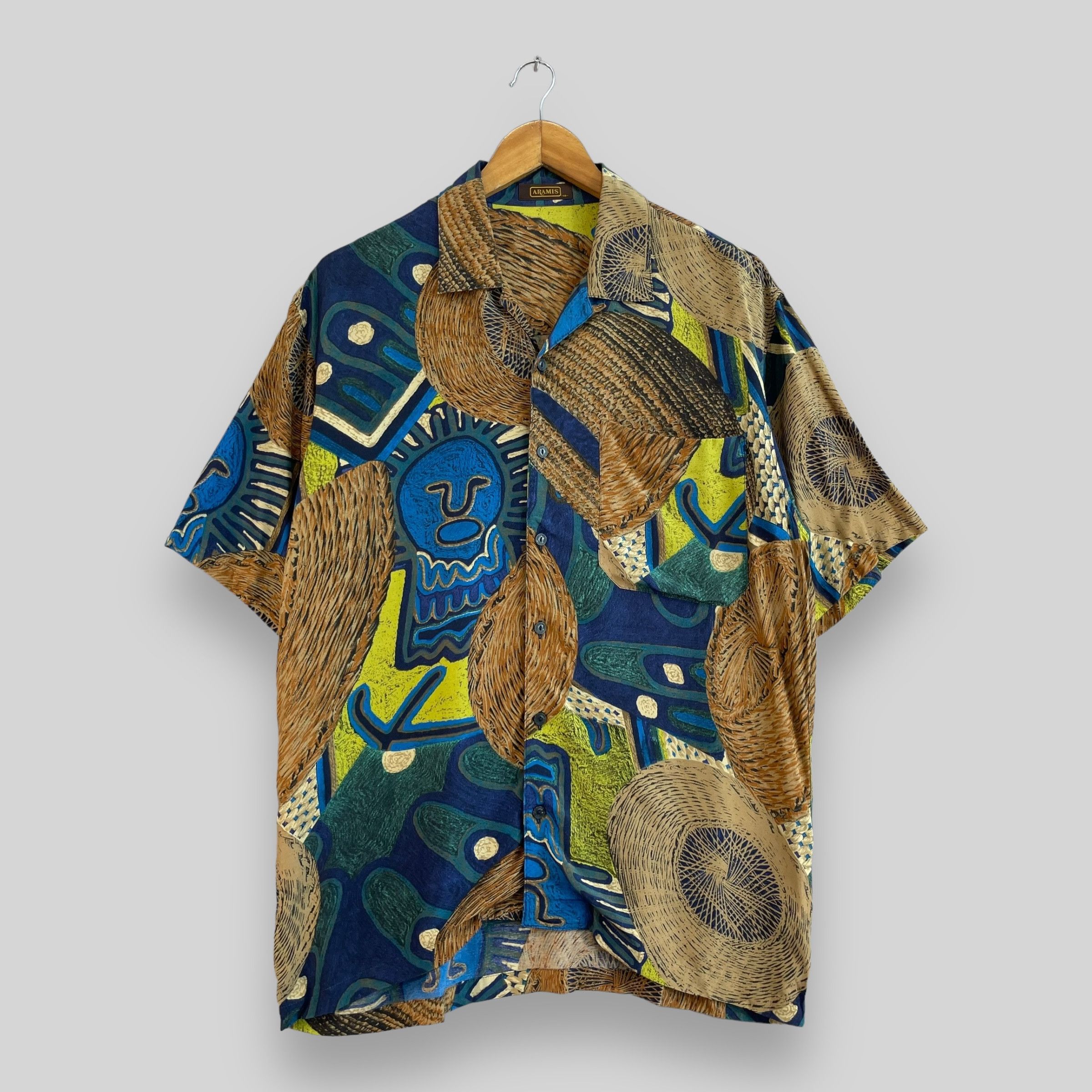 Realistic Baroque Shirt Small Vintage 90s Baroque Novelty Art Oxfords Buttondown Polyester Shirt outlet Size S