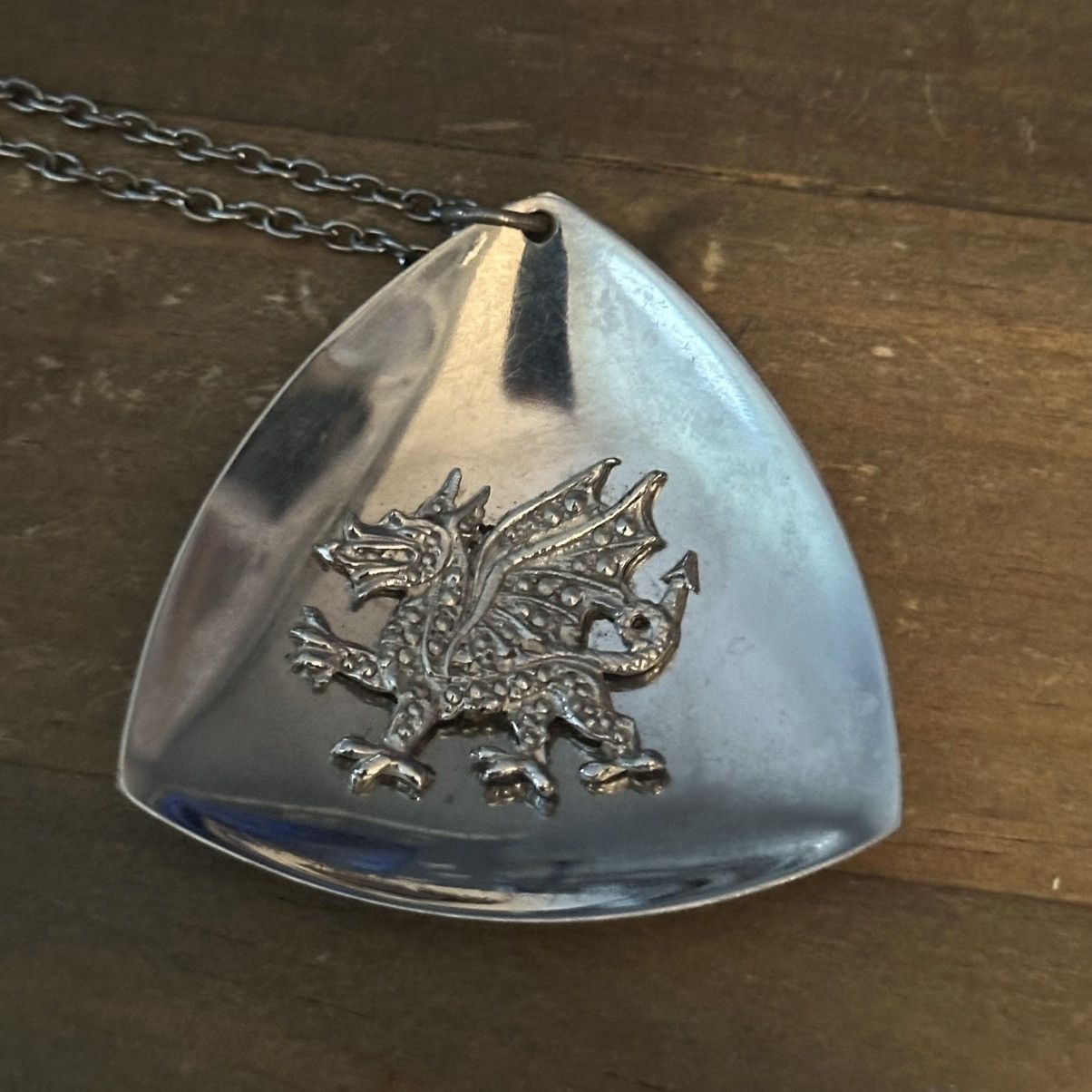 Vintage Vintage silver tone large marcasite dragon pendant necklace Size ONE SIZE - 3 Thumbnail