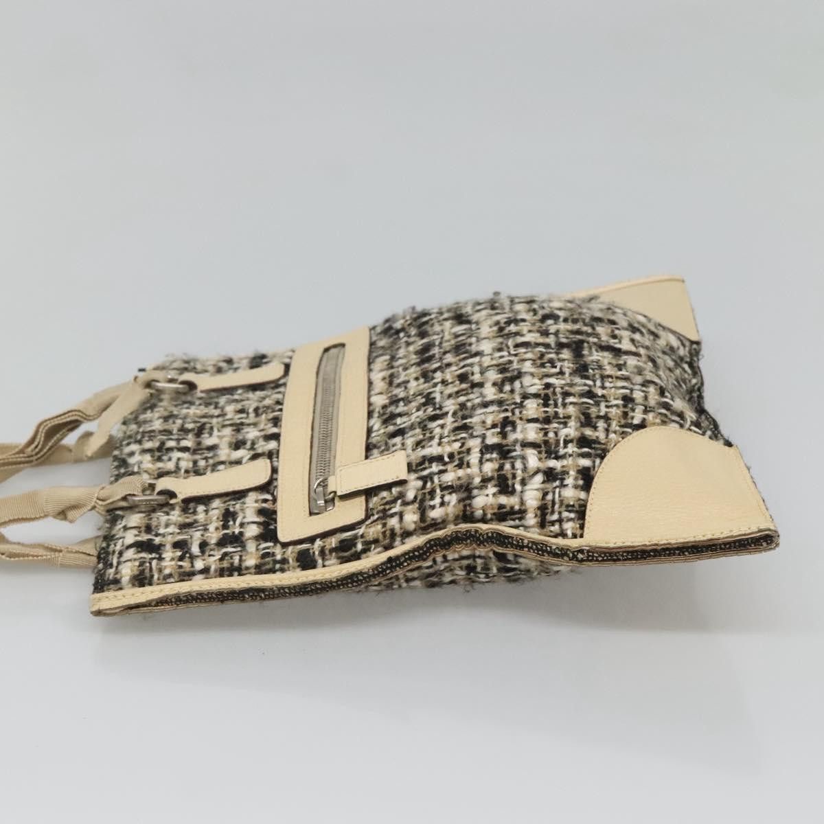 Prada PRADA Hand Bag Tweed Leather Beige Size ONE SIZE - 5 Thumbnail