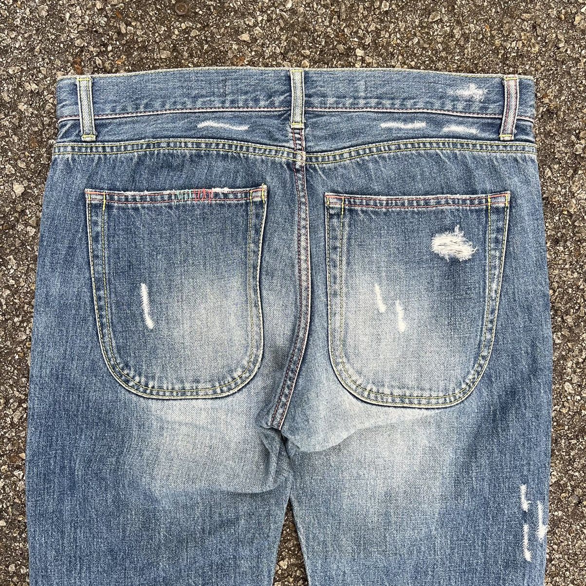 Issey Miyake TSUMORI CHISATO DISTRESSED DENIM LOW RISE JEANS Size US 30 / EU 46 - 13 Thumbnail