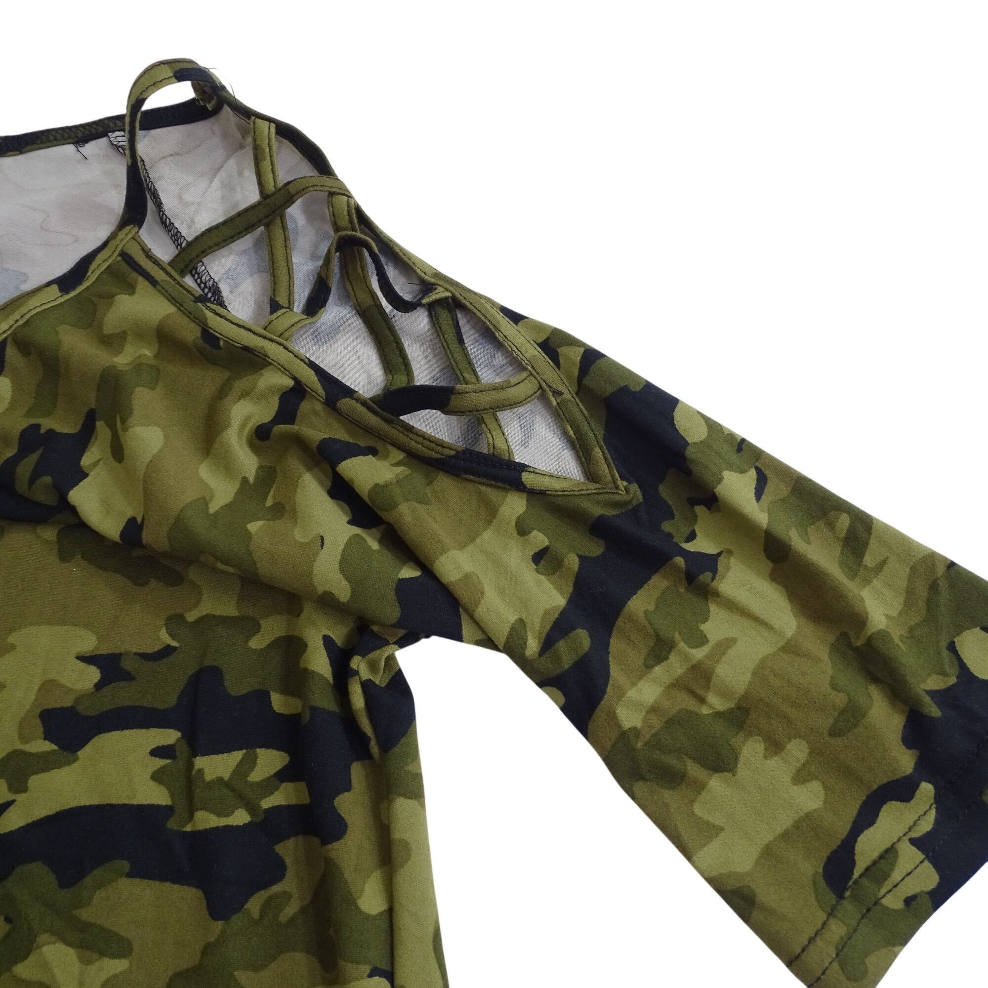 Other Eye Candy Green Camo Strappy Shoulder Top Women Size 2X Size XXL / US 16-18 / IT 52-54 - 2 Thumbnail