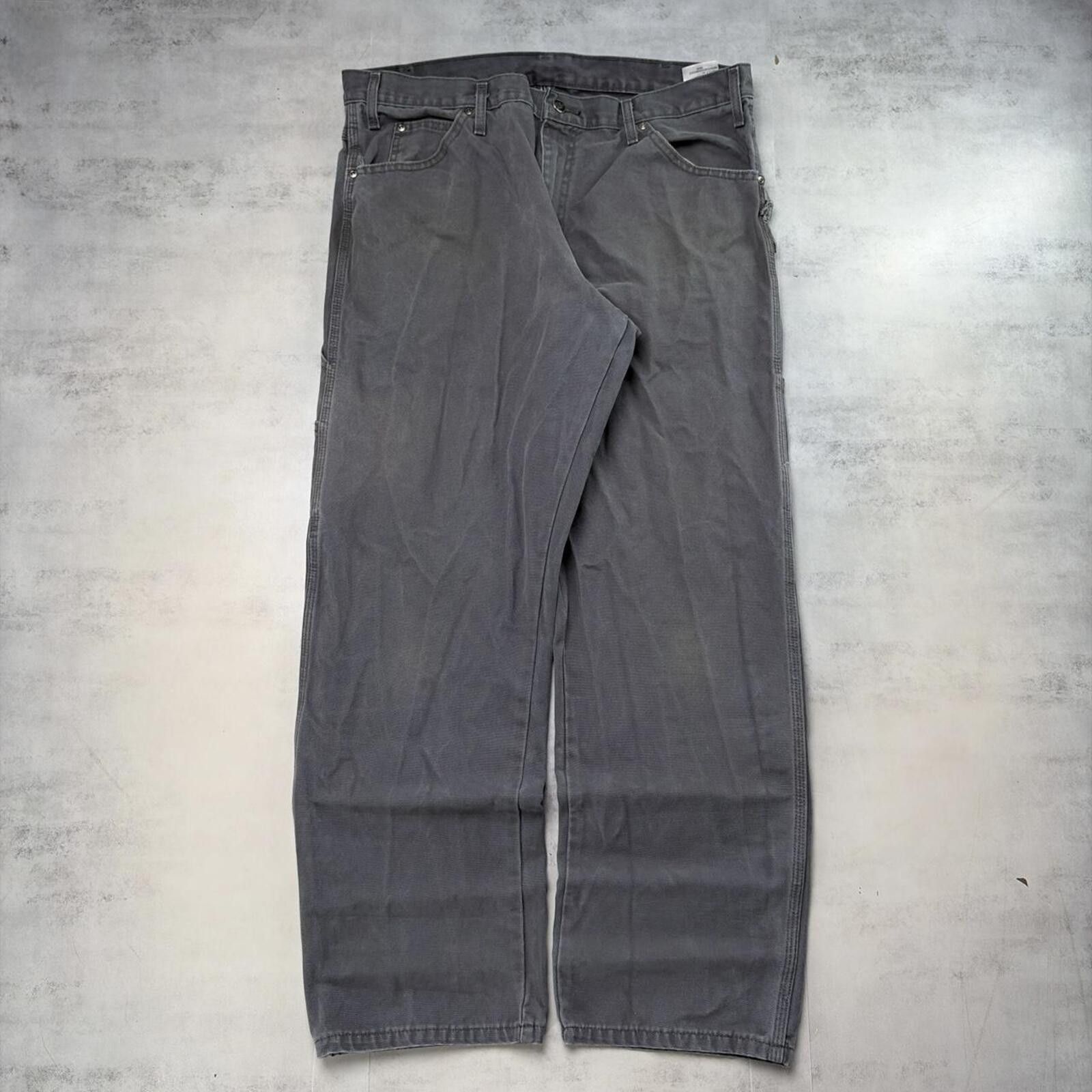 Dickies Y2K Grey Dickies Grunge Baggy Carpenter Skater Pants Size US 35 - 2 Thumbnail