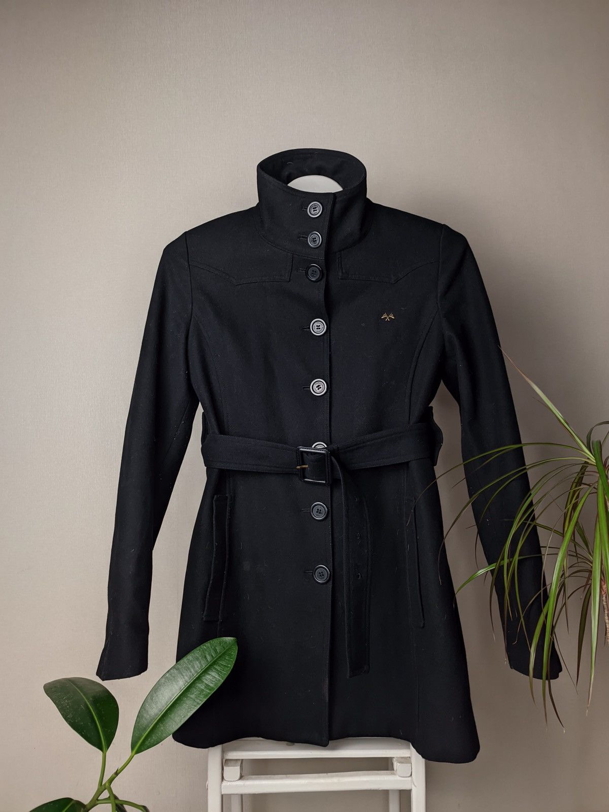 image of Thomas Burberry Wmns Vintage Merino Wool Coat Jacket in Grey, Men's (Size Small)
