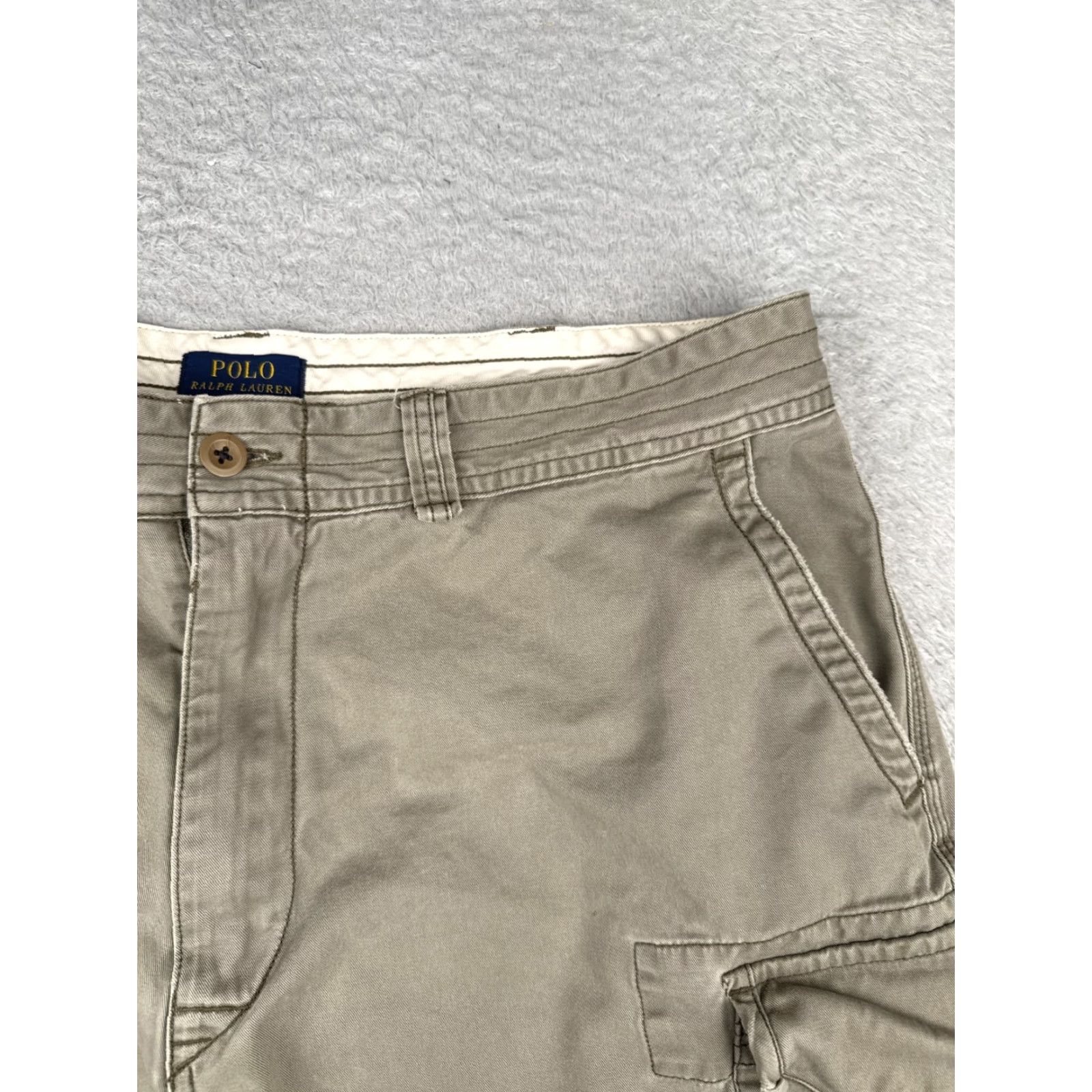 Polo Ralph Lauren VINTAGE Polo Ralph Lauren Cargo Shorts Mens 40 Green 100% Cotton Twill Pockets 10in Inseam Regular Fit Casual Workwear American Army Outdoor Mens Size US L / EU 52-54 / 3 - 5 Thumbnail