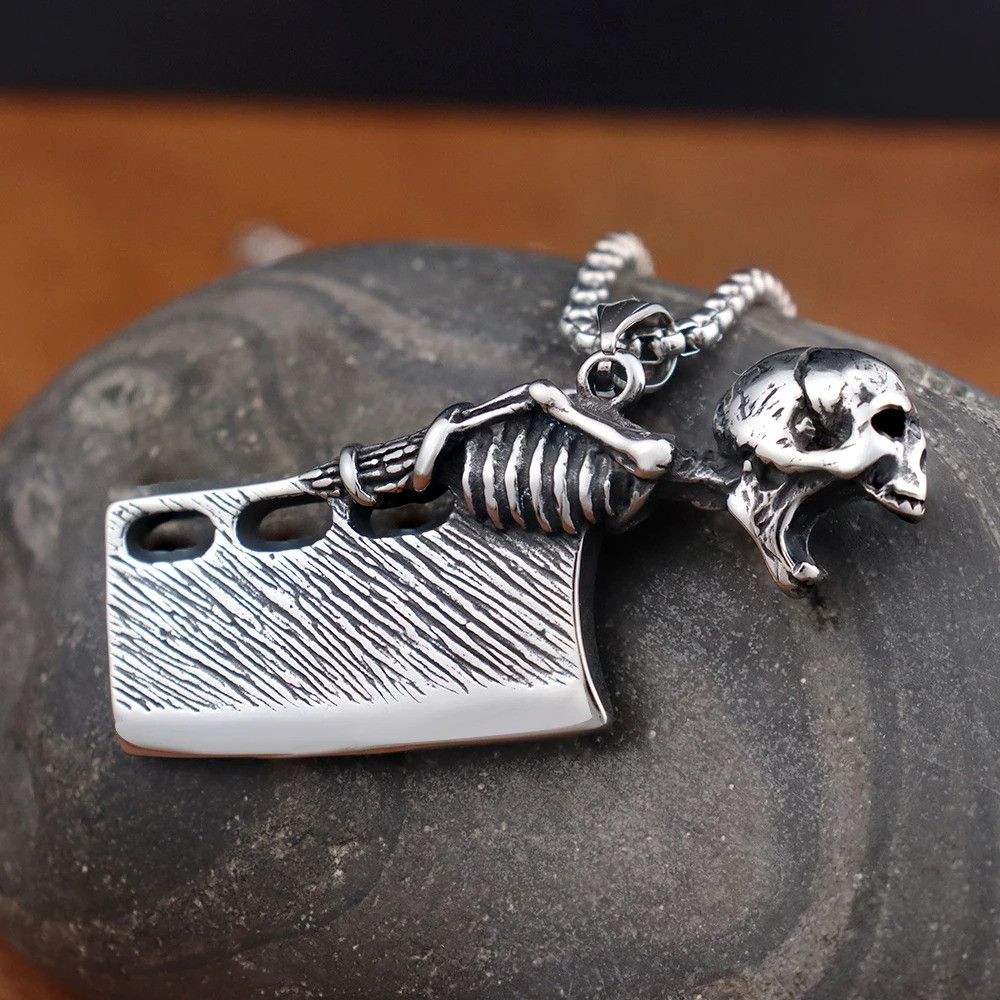 Jewelry Vintage Skull Knife Necklace Size ONE SIZE - 1 Thumbnail