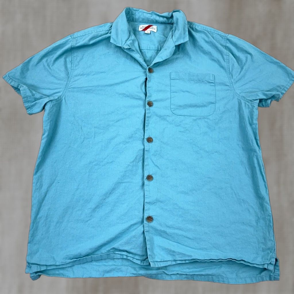 CO Best Made Co Shirt Men XL Blue Button Up Linen Blend Pocket Casual Fashion Shirt Mens XL Blue Button-Up Linen Blend Size 46R - 1 Thumbnail