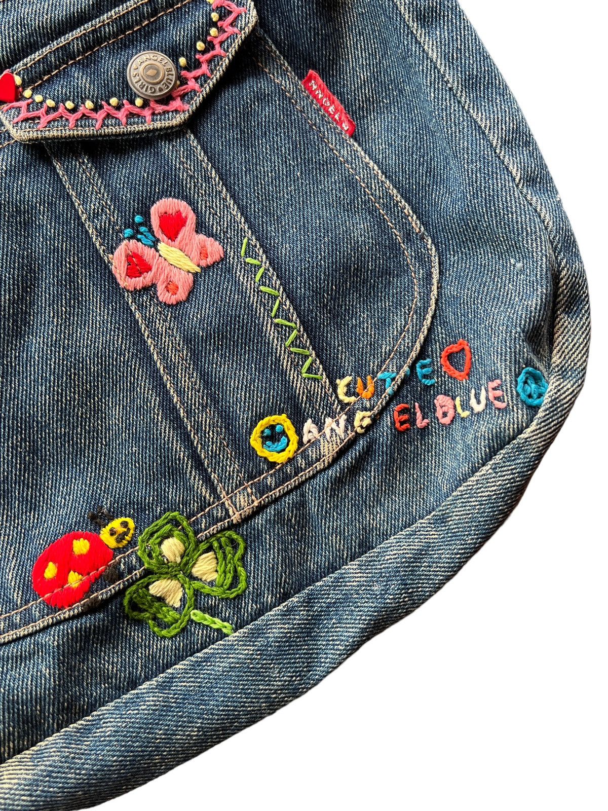 Angel Blue 1990 Angel Blue Embroidery Denim Sling Bag Size ONE SIZE - 7 Thumbnail