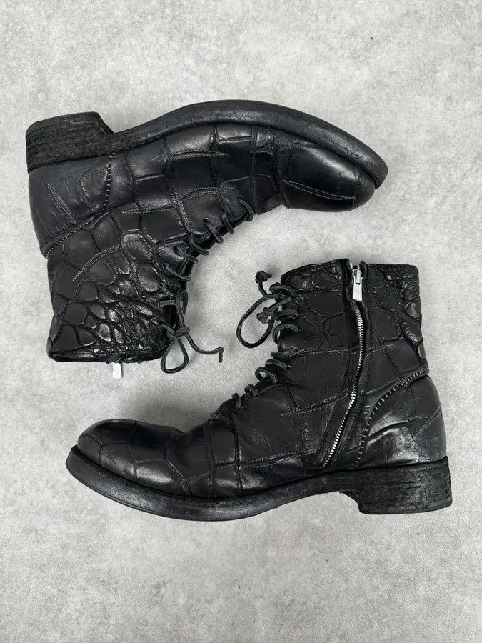Isaac Sellam Experience Isaac Sellam Premiata Black Crocodile Leather Combat Boots Size US 11 / EU 44 - 3 Thumbnail