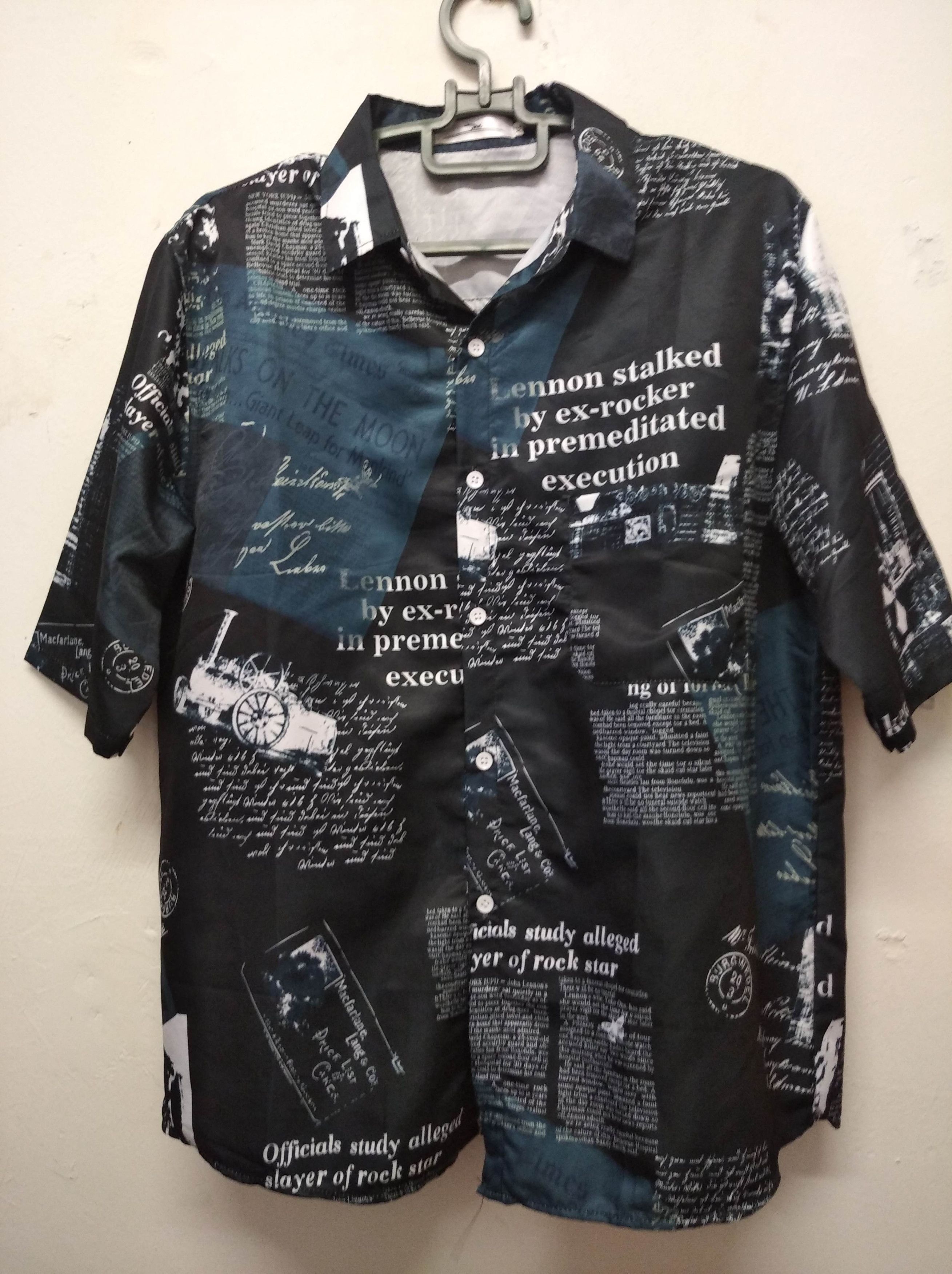 Rare John Lennon newspaper button upp shirt | Grailed