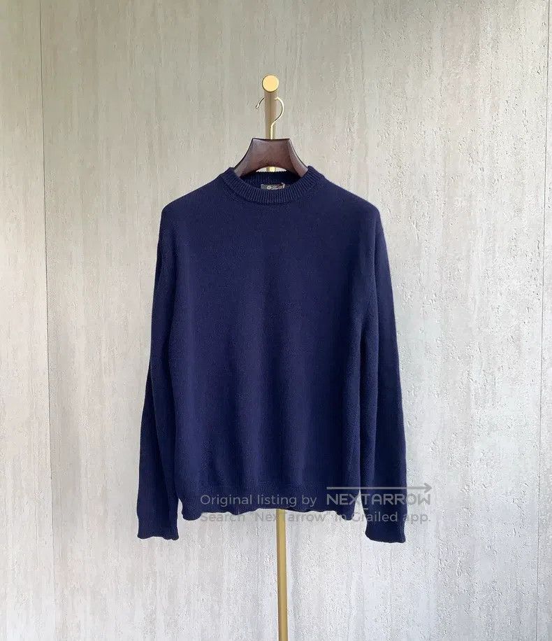 Loro Piana LORO PIANA Dark Blue Crewneck Cashmere Sweater Size US L / EU 52-54 / 3 - 5 Thumbnail