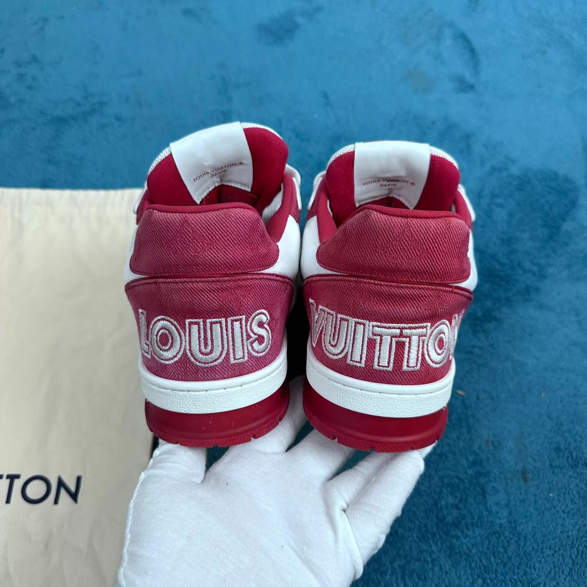 Louis Vuitton LV Trainer Velcro Low-Top Sneaker White/Red 5.5/39.5 Size US 6.5 / EU 39-40 - 4 Thumbnail