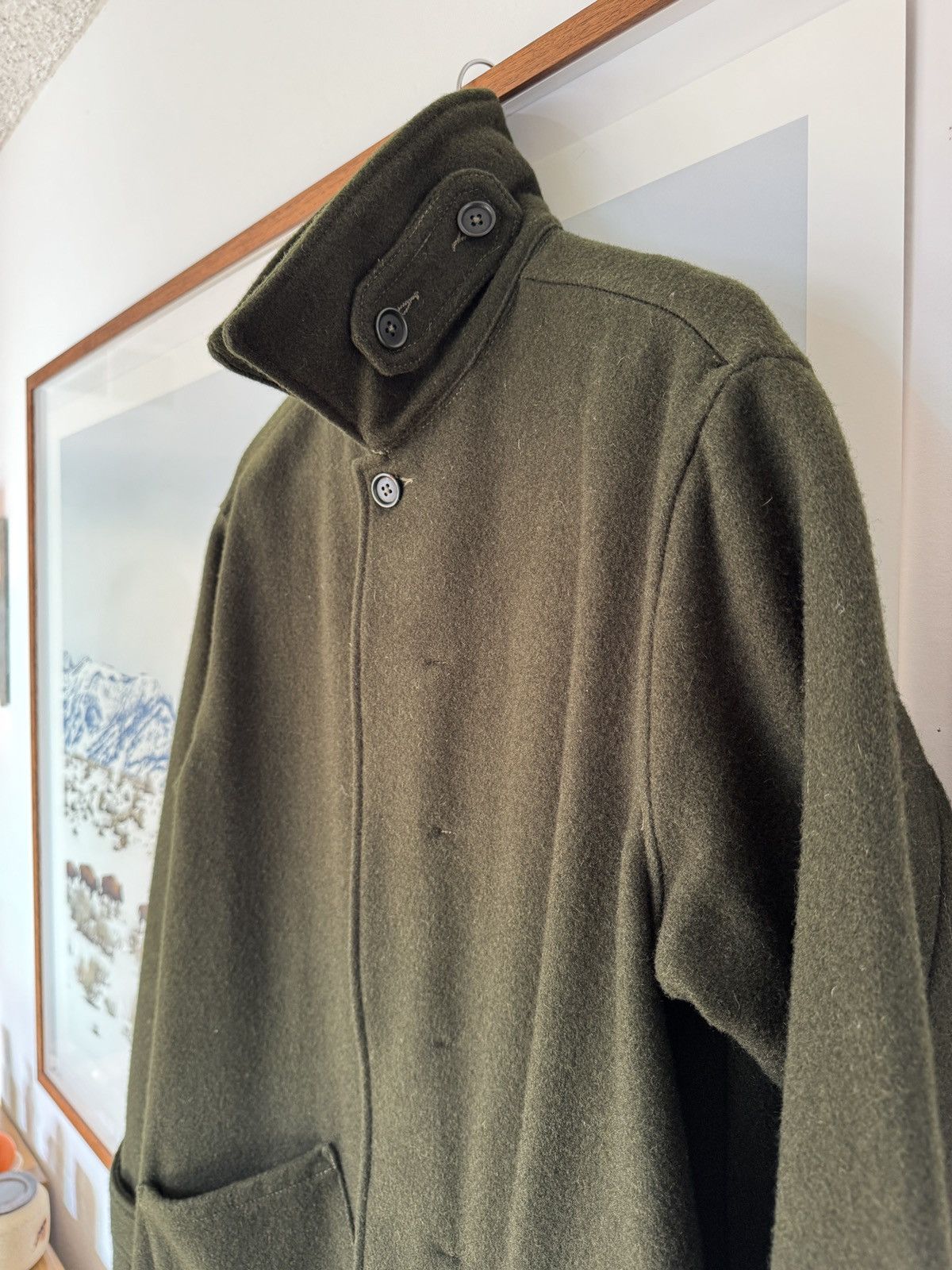 Evan Kinori Covered Placket Coat in Melton Wool Size US M / EU 48-50 / 2 - 7 Thumbnail