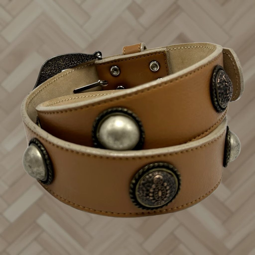 Vintage LEATHEROCK Belt Womens Small Studded Light Brown Leather 9497 Size ONE SIZE - 1 Thumbnail