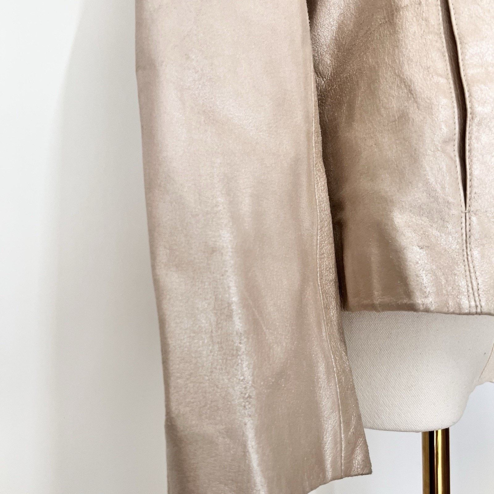 Adler Adler Collection Women (M) Beige Leather Jacket 90s Y2K Size M / US 6-8 / IT 42-44 - 5 Thumbnail