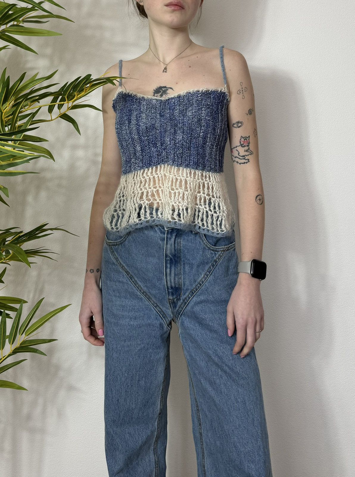 Vintage HAND KNITTED VINTAGE DENIM STYLE TANK TOP Size M / US 6-8 / IT 42-44 - 1 Thumbnail