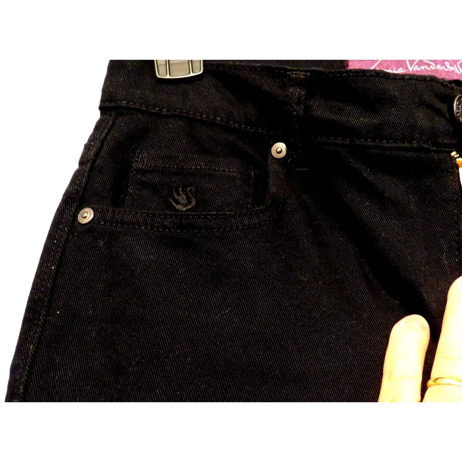 Gloria Vanderbilt Gloria Vanderbilt Amanda Jeans Women's Black Straight Denim Pants Regular Fit 26x25 5-Pocket Shaping Stretch Logo Pocket Details Size 28" / US 6 / IT 42 - 5 Thumbnail