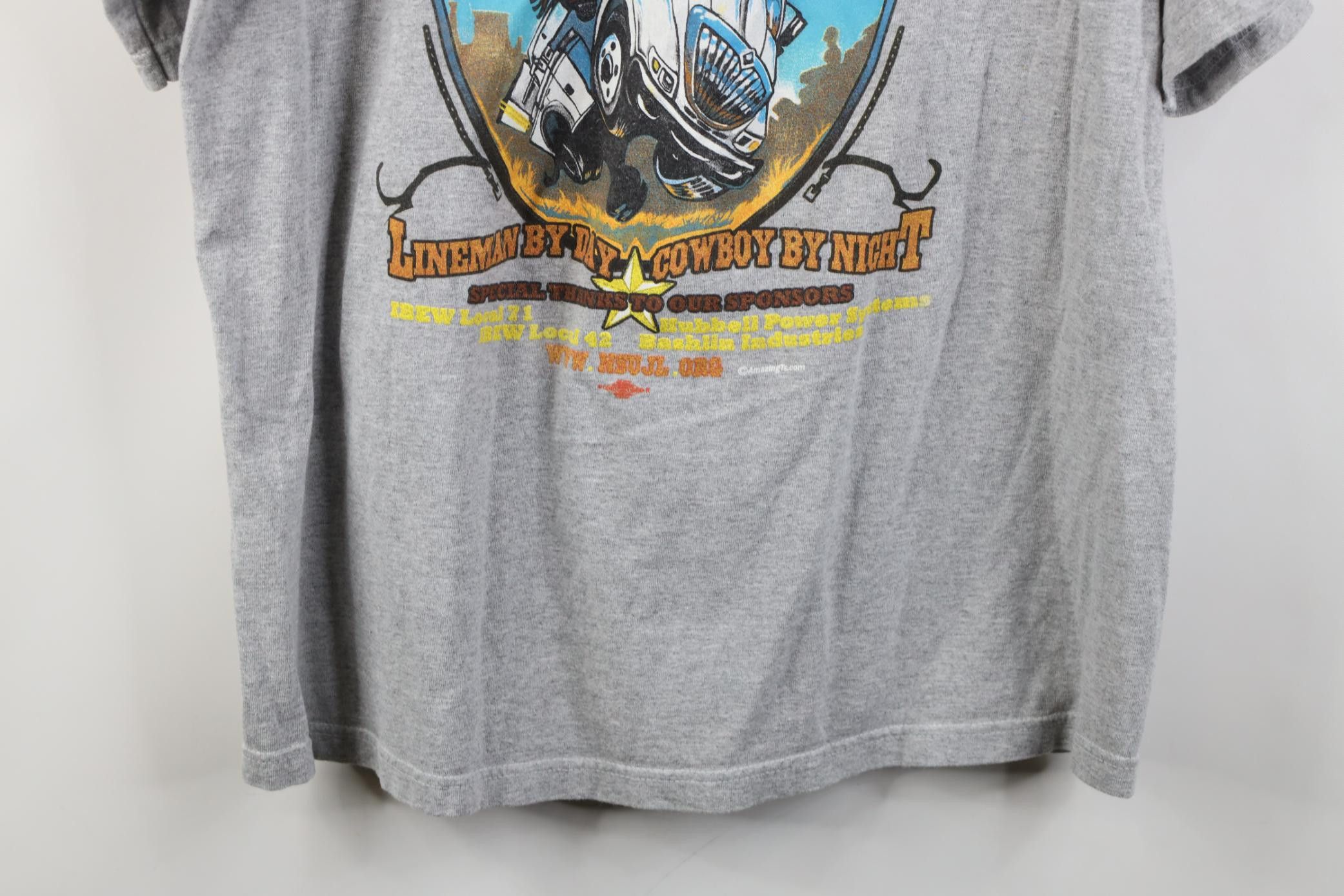 Vintage Vintage Y2K Union Lineman Rodeo Cowboy T-Shirt Gray USA Size US L / EU 52-54 / 3 - 12 Thumbnail