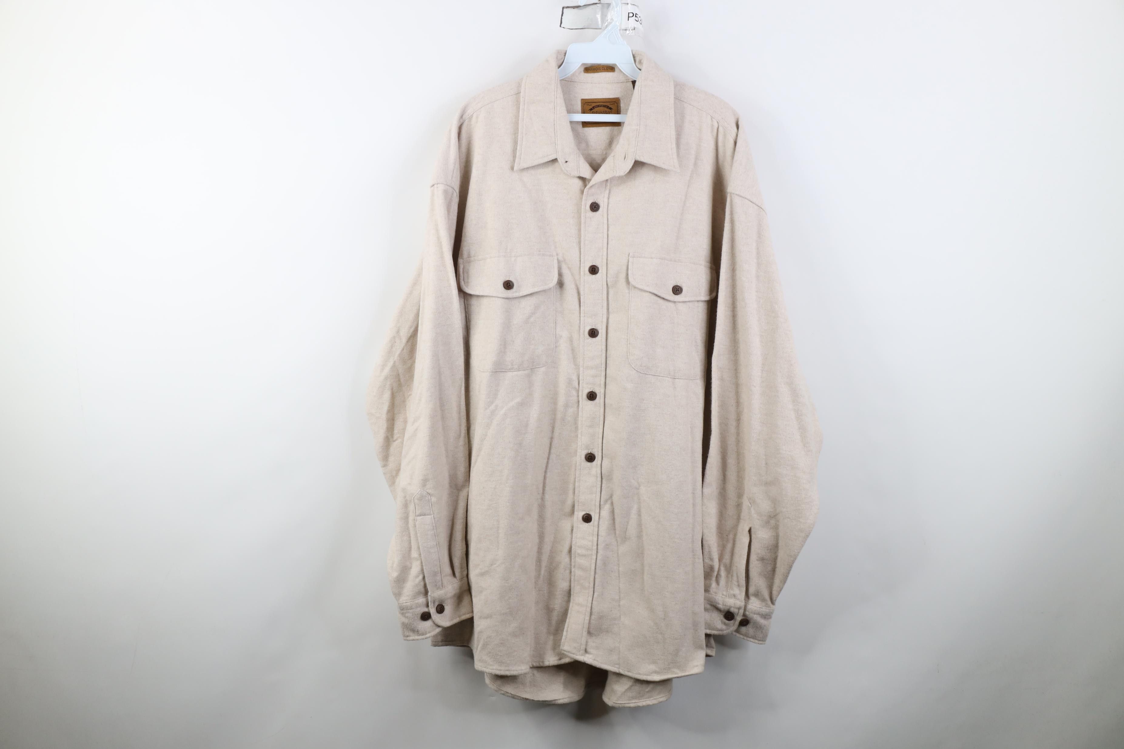Vintage Vintage 90s Streetwear Chamois Cloth Button Shirt Beige Size US XL / EU 56 / 4 - 1 Thumbnail