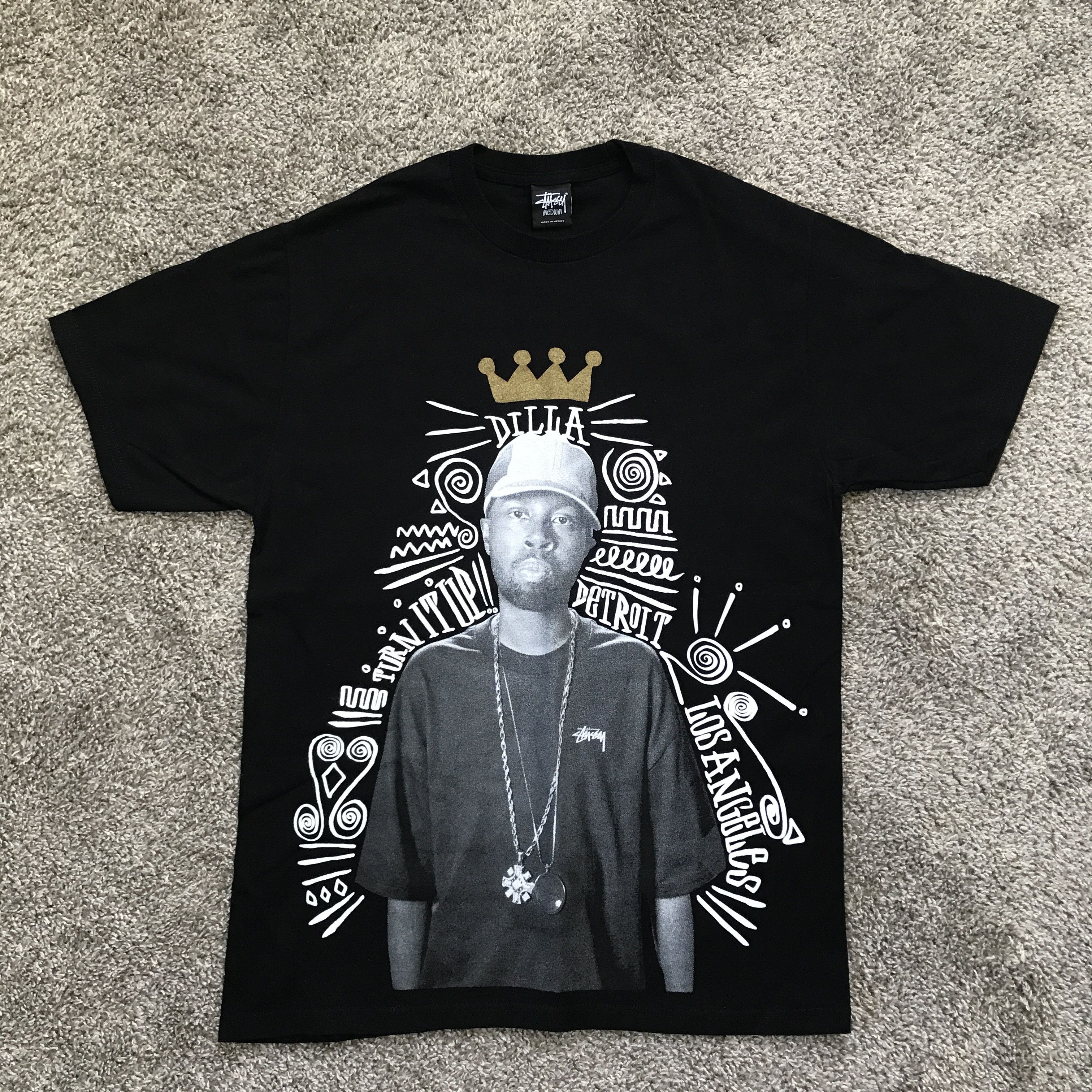 image of J Dilla Stussy Shirt Size Medium Black Official Authentic, Men's